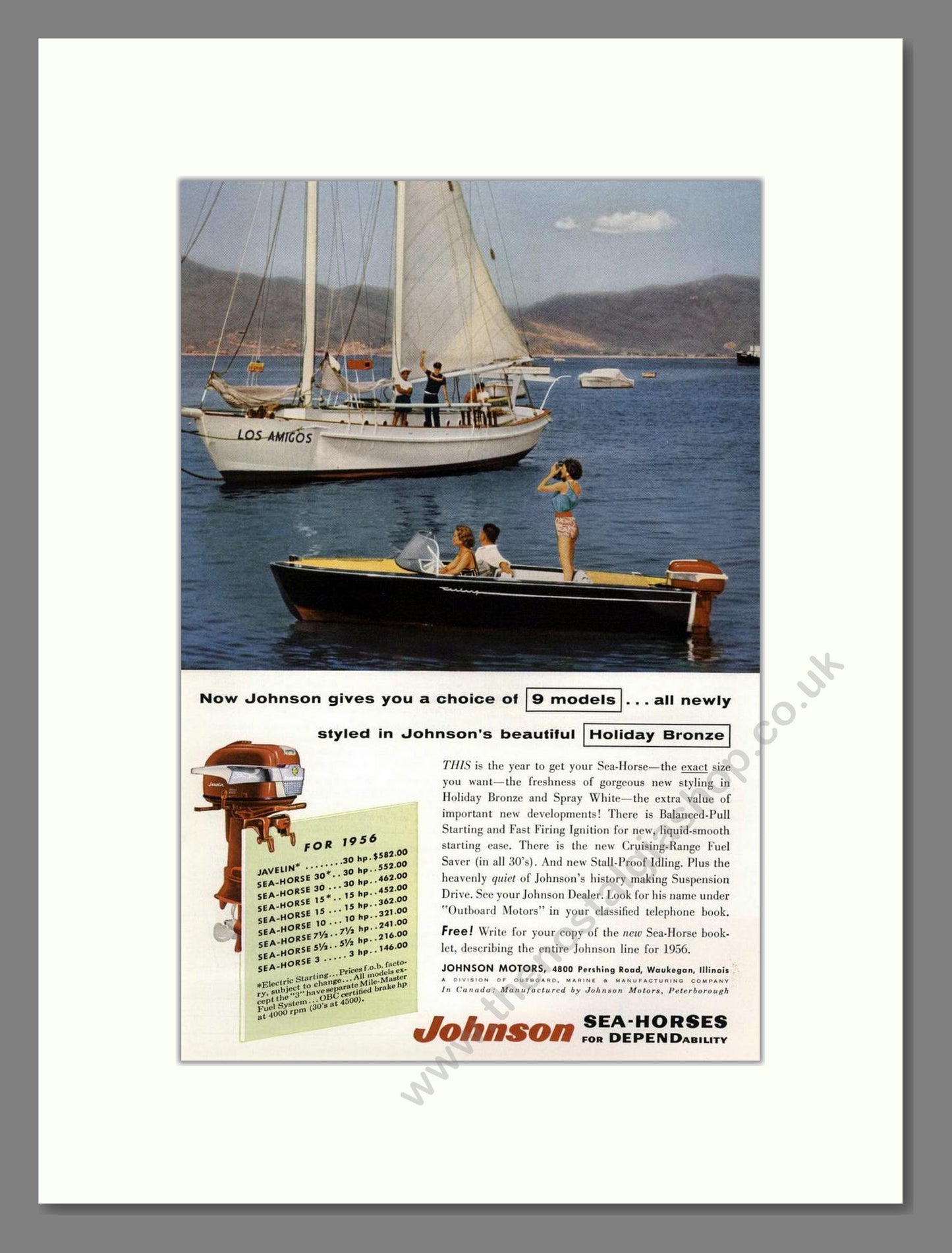 Johnson - Outboard Motors. Vintage Advert 1956 (ref AD68108)
