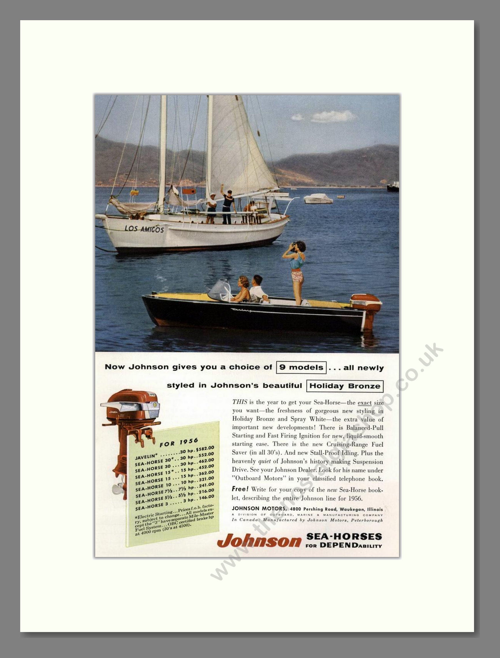 Johnson - Outboard Motors. Vintage Advert 1956 (ref AD68108)