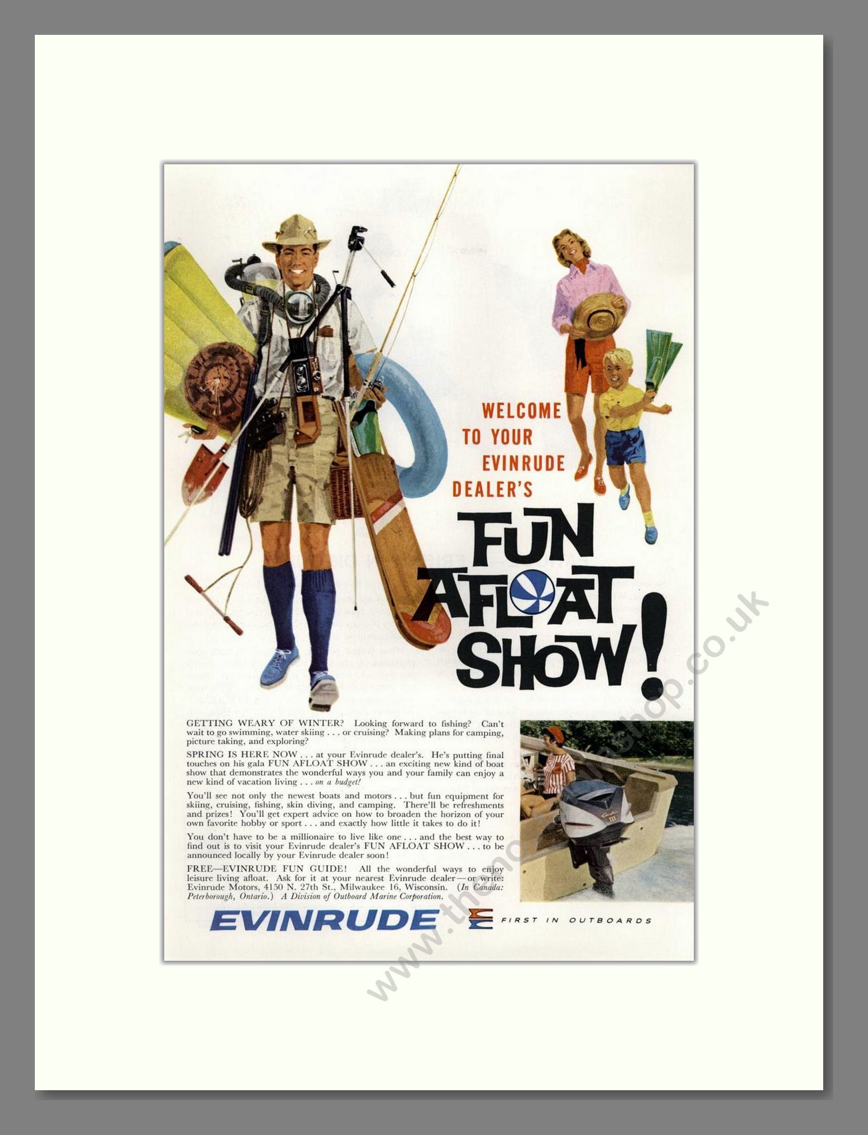 Evinrude - Fun Afloat Show. Vintage Advert 1961 (ref AD68110)