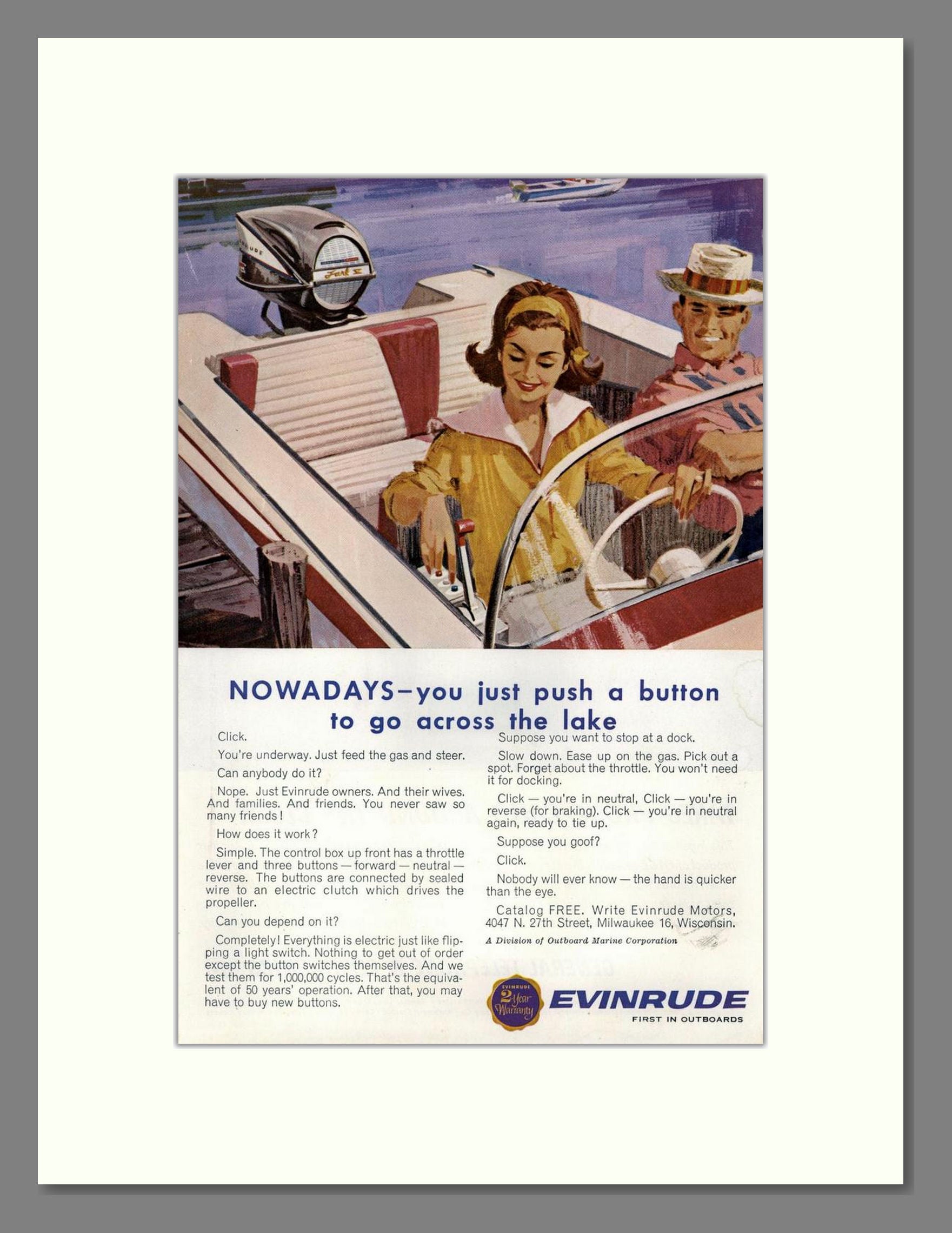 Evinrude - Push Button Engine. Vintage Advert 1963 (ref AD68113)