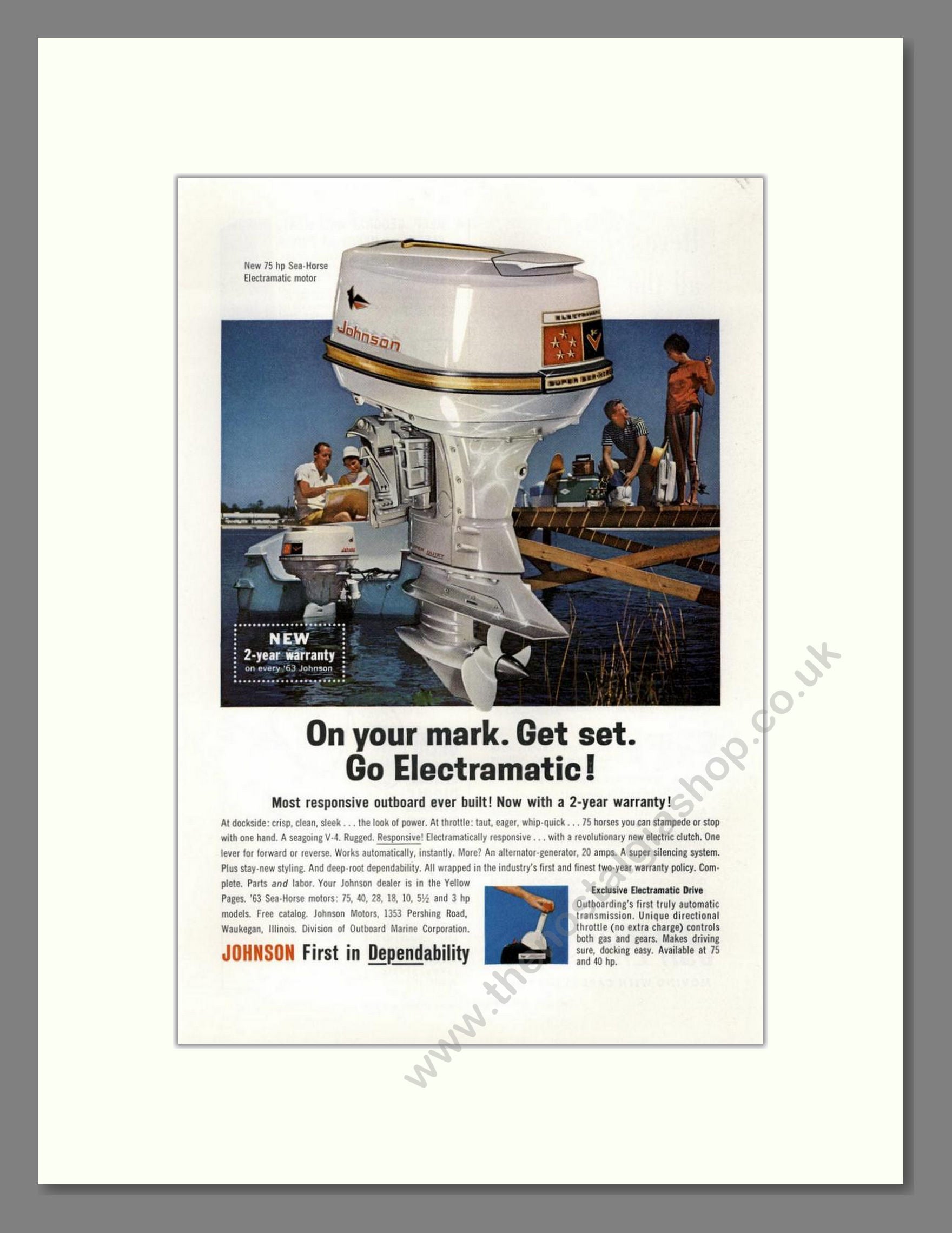 Johnson - Electramatic Outboard Motor. Vintage Advert 1963 (ref AD68114)