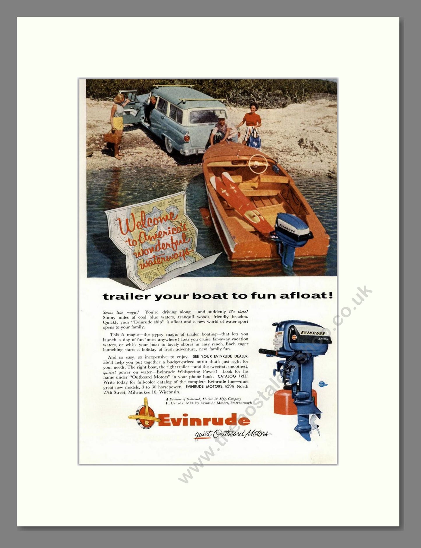 Evinrude - Outboard Motors. Vintage Advert 1956 (ref AD68119)