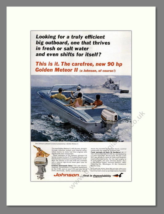Johnson - Golden Meteor II Outboard Motor. Vintage Advert 1965 (ref AD68122)