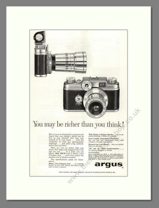 Argus - C-44 Slide Camera. Vintage Advert 1957 (ref AD68128)