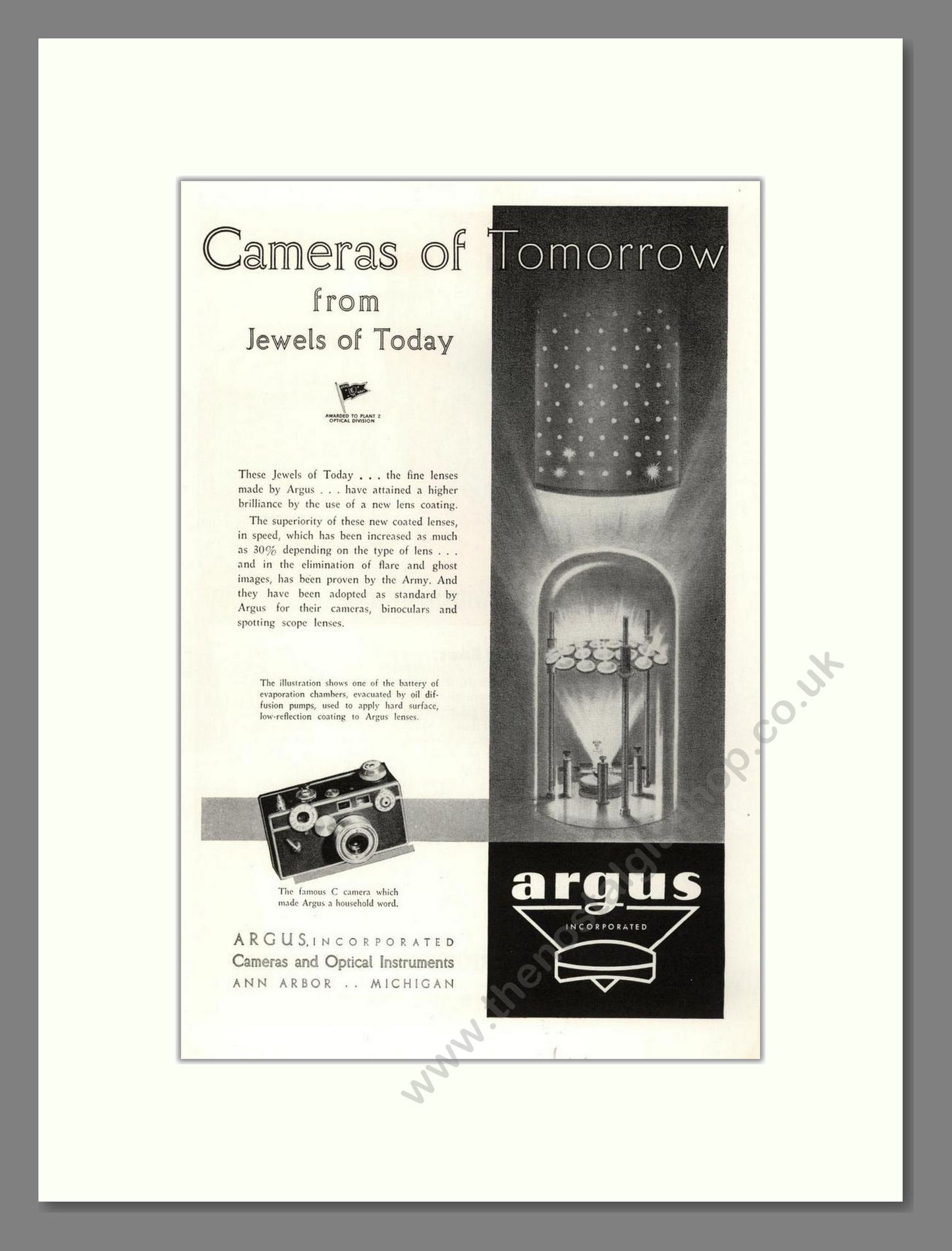 Argus - Cameras Of Tomorrow. Vintage Advert 1945 (ref AD68132)