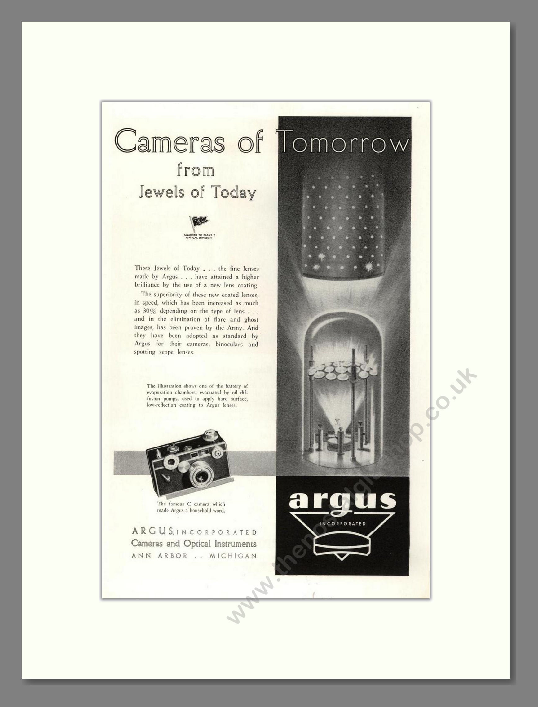Argus - Cameras Of Tomorrow. Vintage Advert 1945 (ref AD68132)