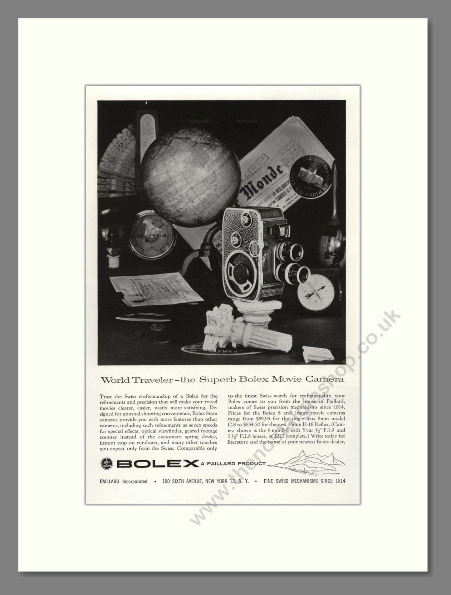 Bolex - Movie Camera. Vintage Advert 1957 (ref AD68141)