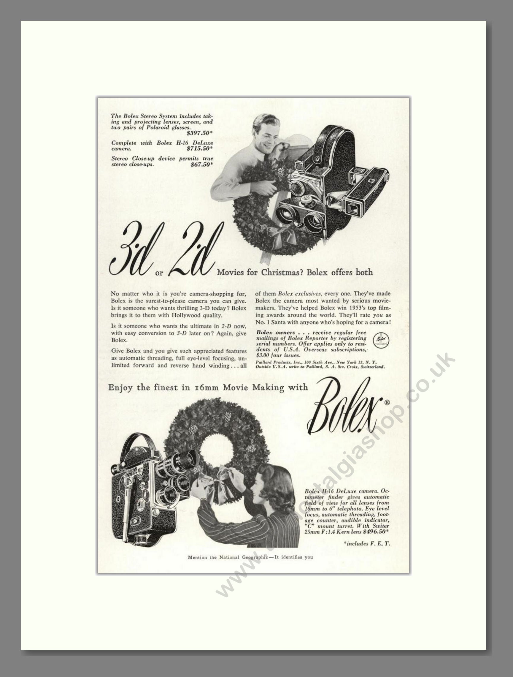 Bolex - Movie Camera. Vintage Advert 1953 (ref AD68142)