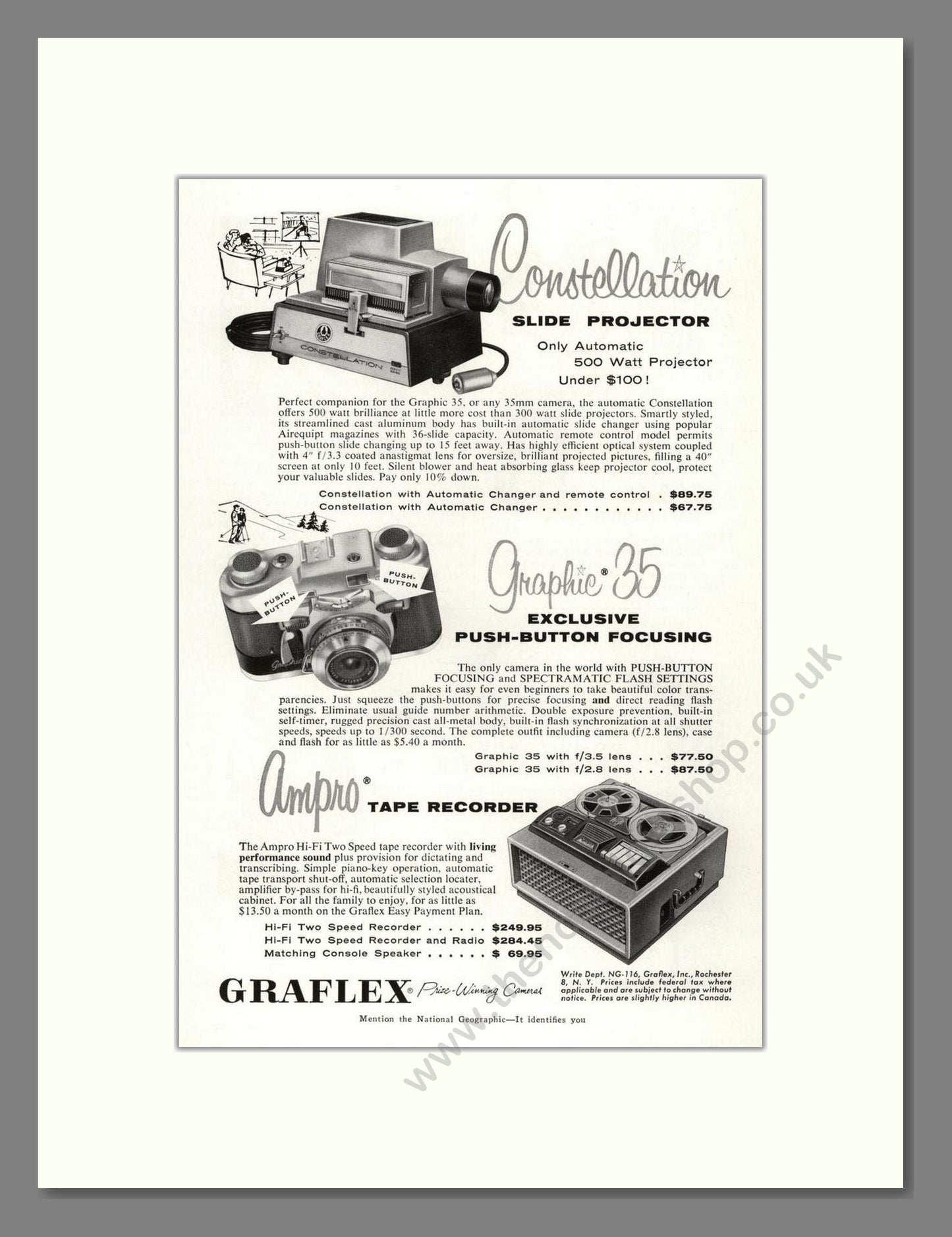 Graflex - Various Products. Vintage Advert 1956 (ref AD68161)