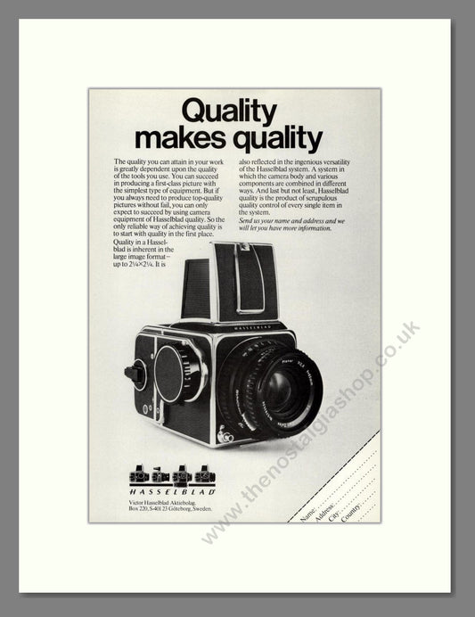 Hasselblad - Reflex Camera. Vintage Advert 1979 (ref AD68206)