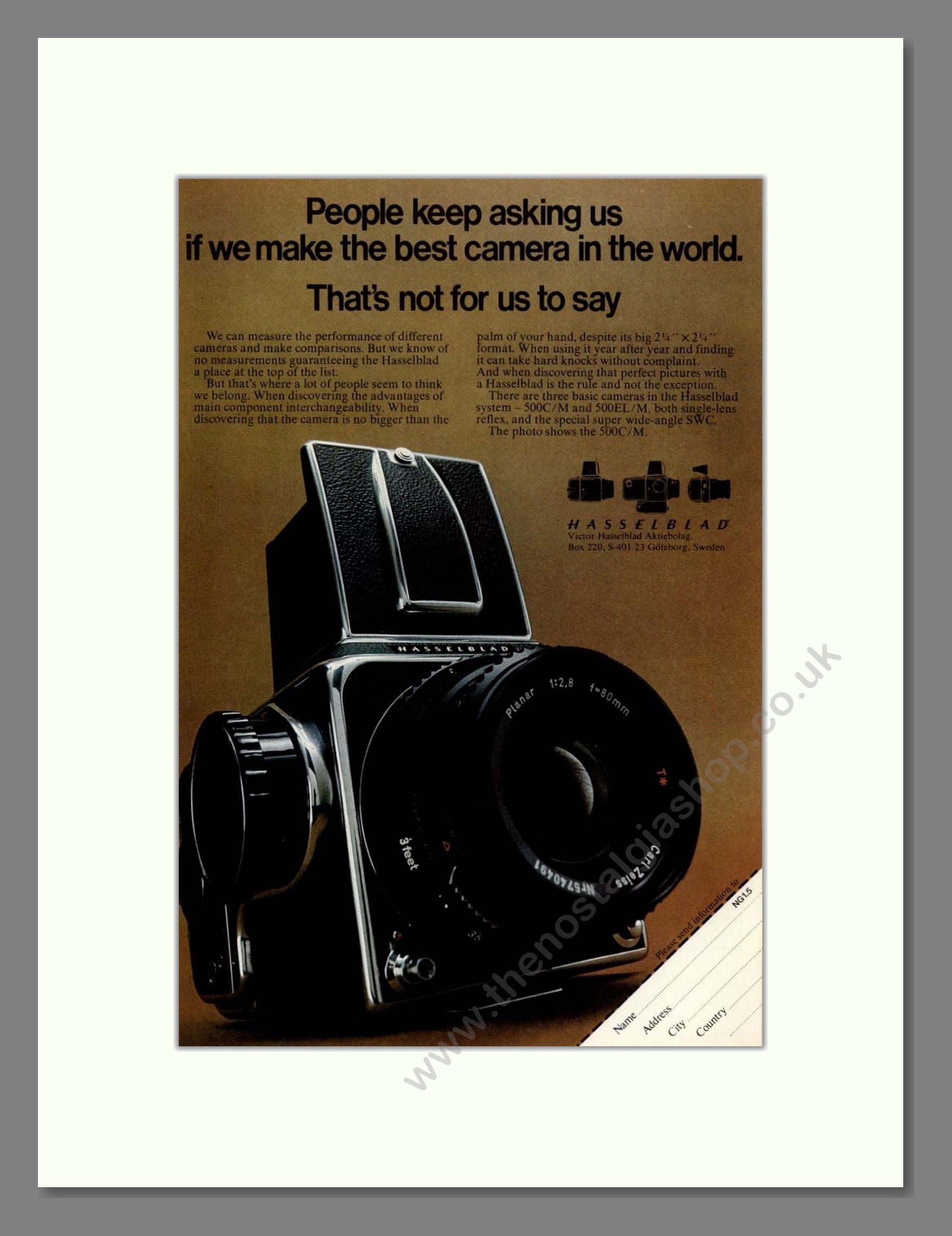 Hasselblad - Reflex Camera. Vintage Advert 1972 (ref AD68208)