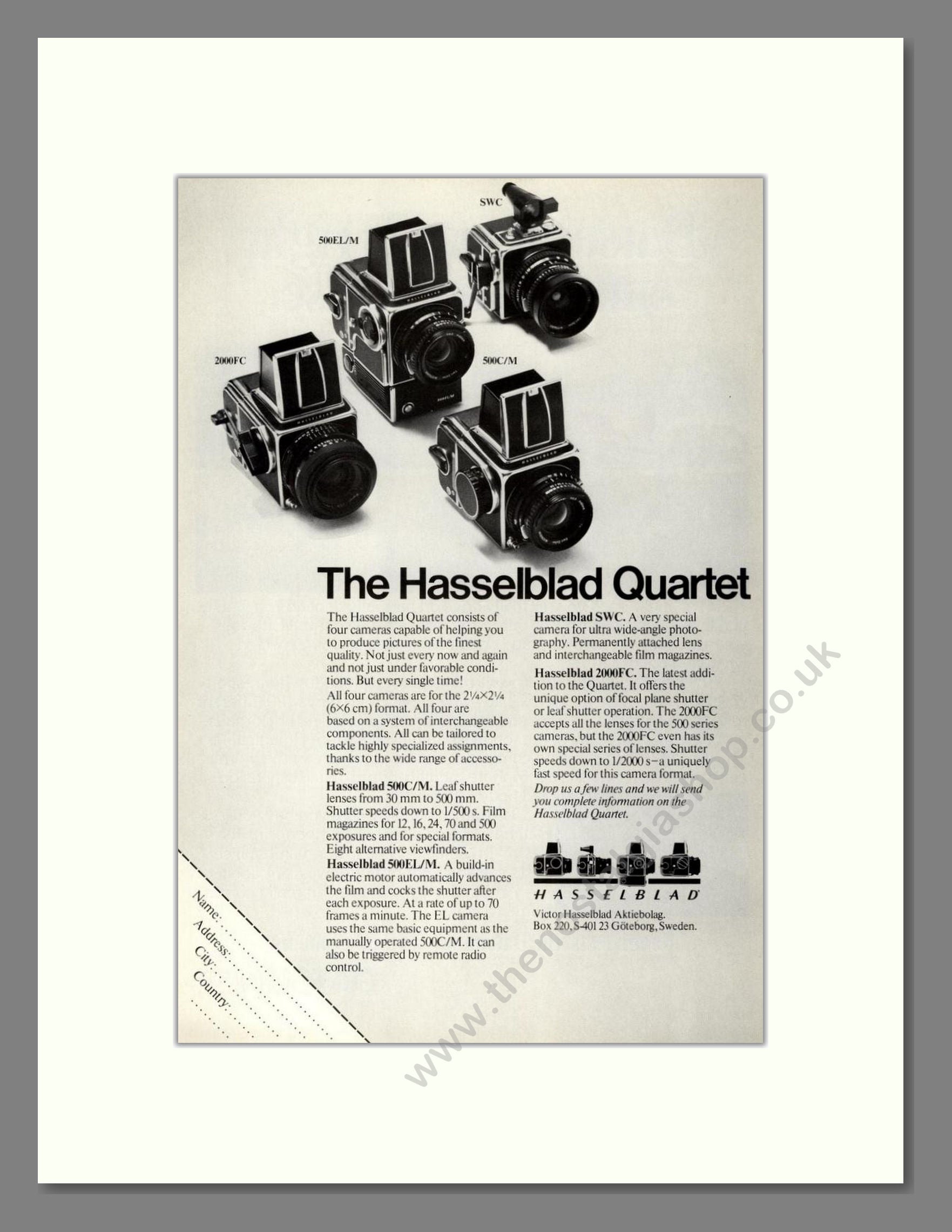 Hasselblad - Quartet. Vintage Advert 1979 (ref AD68210)