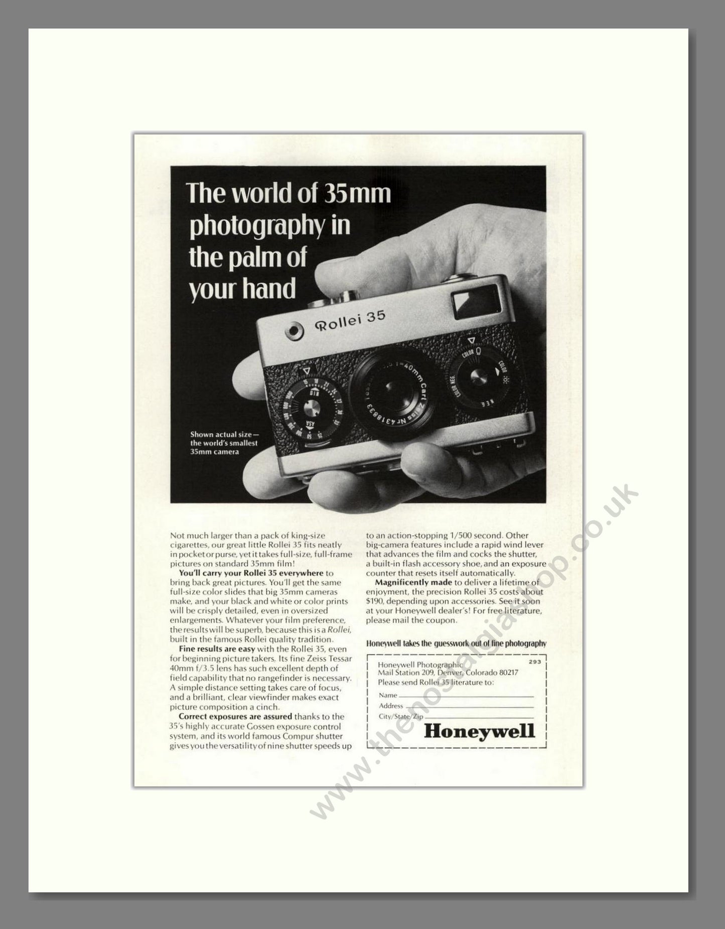 Honeywell - Rollei 35. Vintage Advert 1968 (ref AD68224)