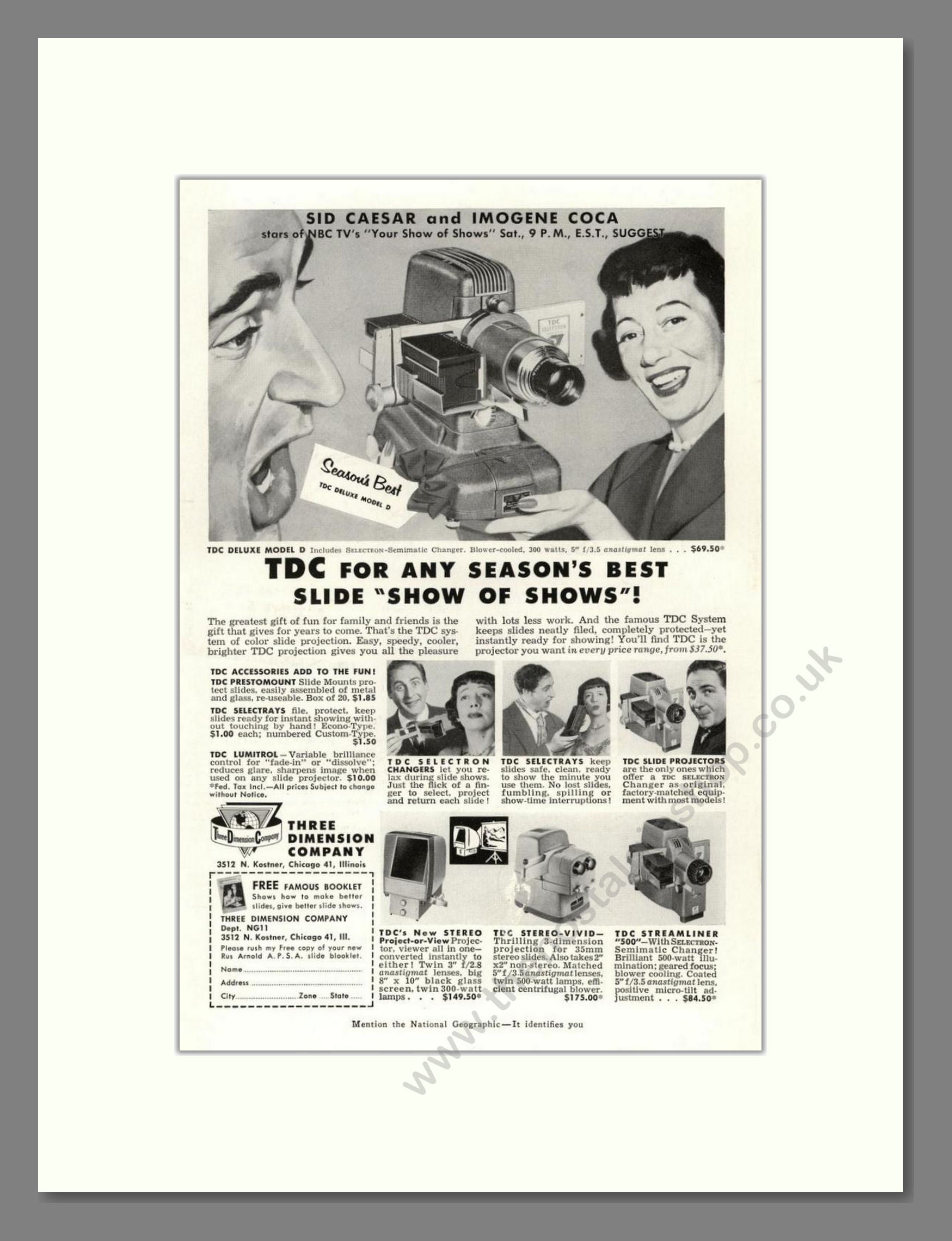 TDC - Slide Projector. Vintage Advert 1953 (ref AD68232)