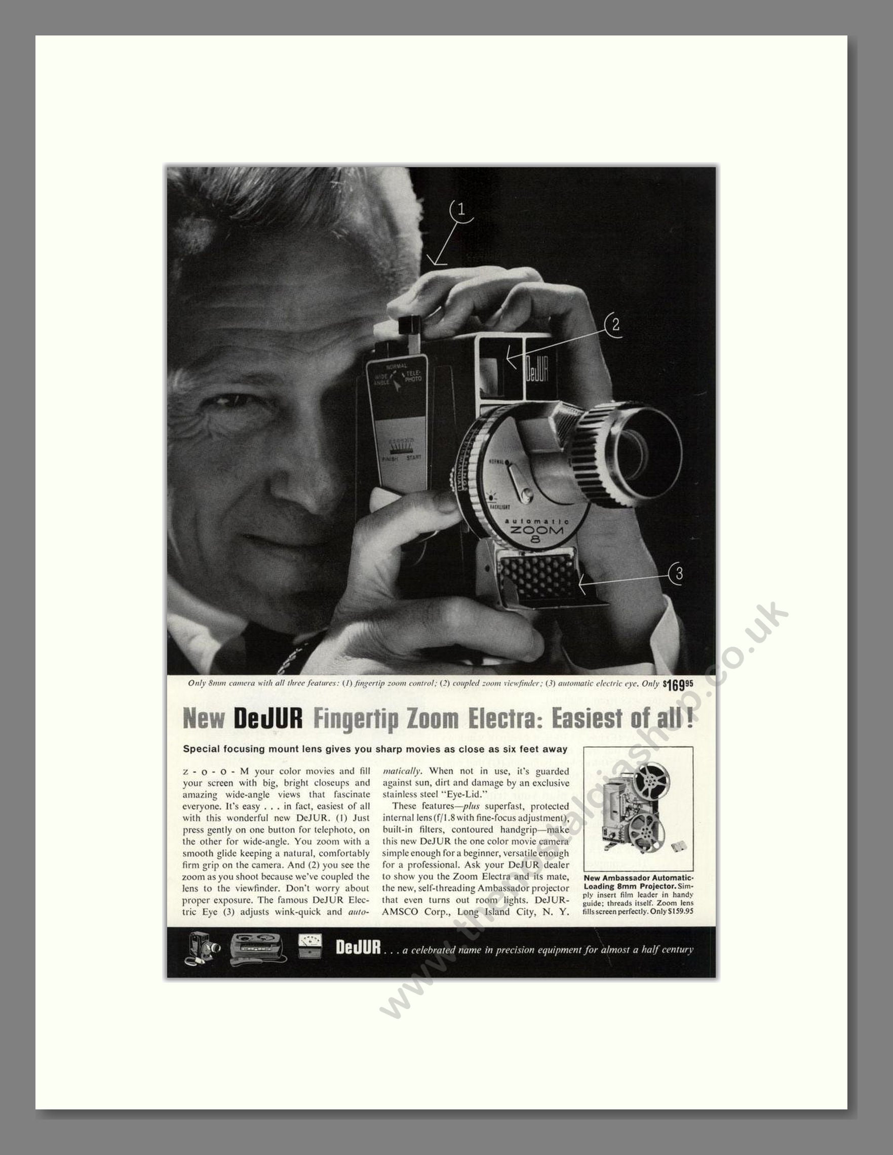Dejur - Electra Movie Camera. Vintage Advert 1960 (ref AD68235)