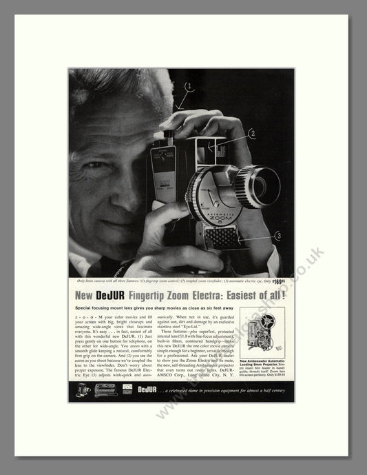 Dejur - Electra Movie Camera. Vintage Advert 1960 (ref AD68235)