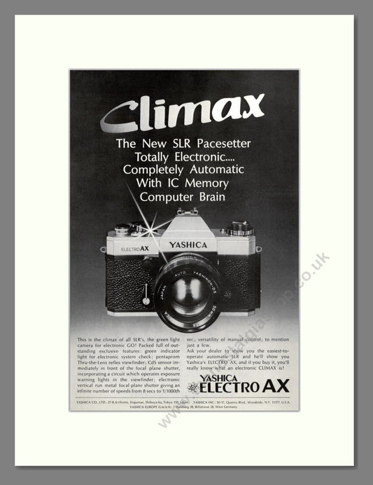 Yashica - Electro AX. Vintage Advert 1972 (ref AD68252)