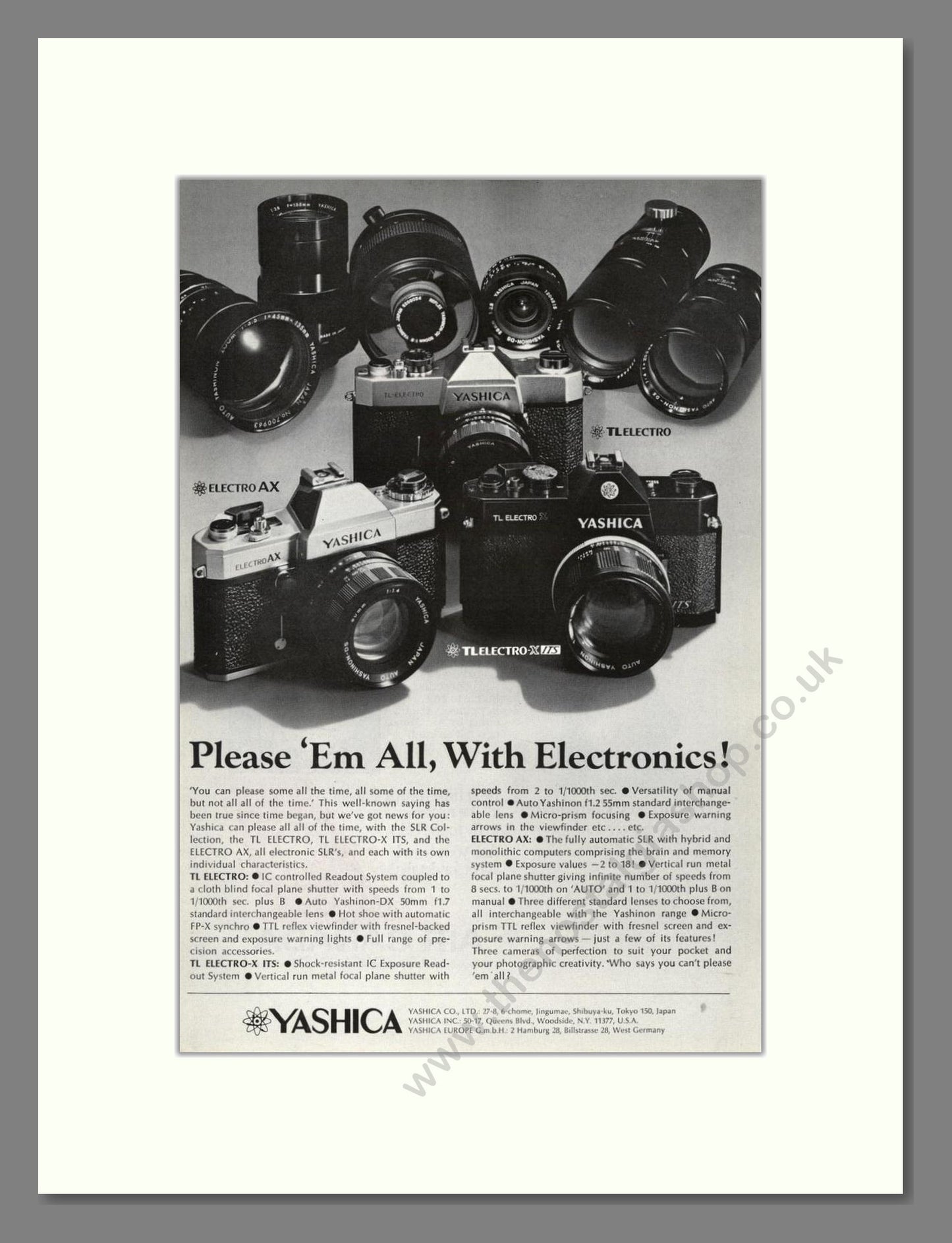 Yashica - Various Products. Vintage Advert 1973 (ref AD68257)