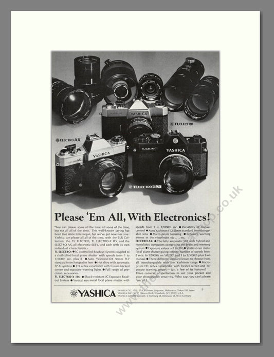 Yashica - Various Products. Vintage Advert 1973 (ref AD68257)
