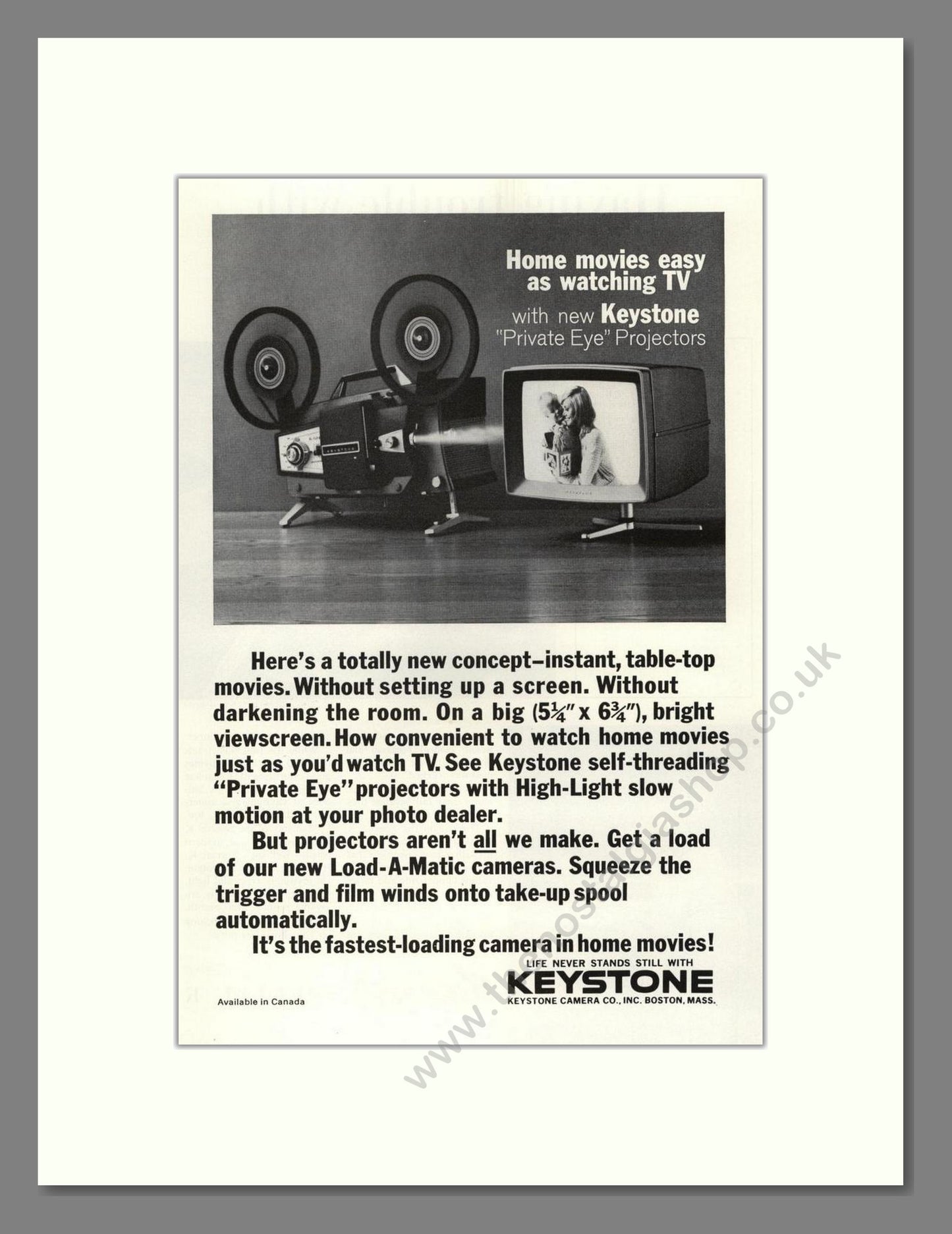 Keystone - Private Eye Projector. Vintage Advert 1964 (ref AD68269)