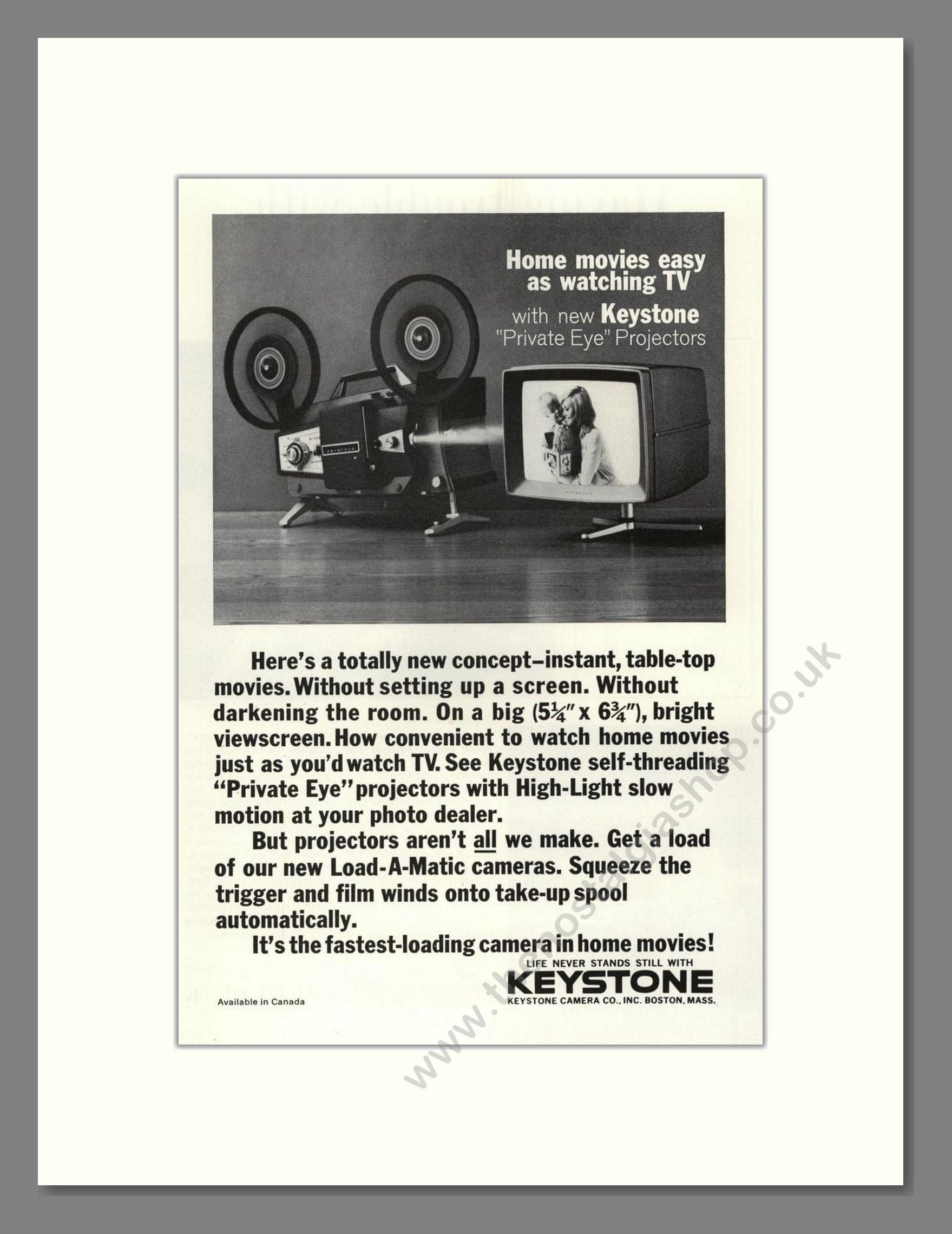 Keystone - Private Eye Projector. Vintage Advert 1964 (ref AD68269)
