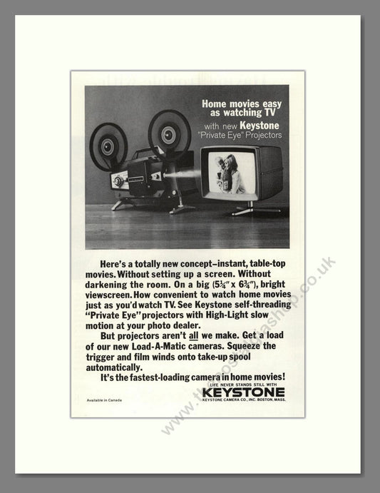 Keystone - Private Eye Projector. Vintage Advert 1964 (ref AD68269)