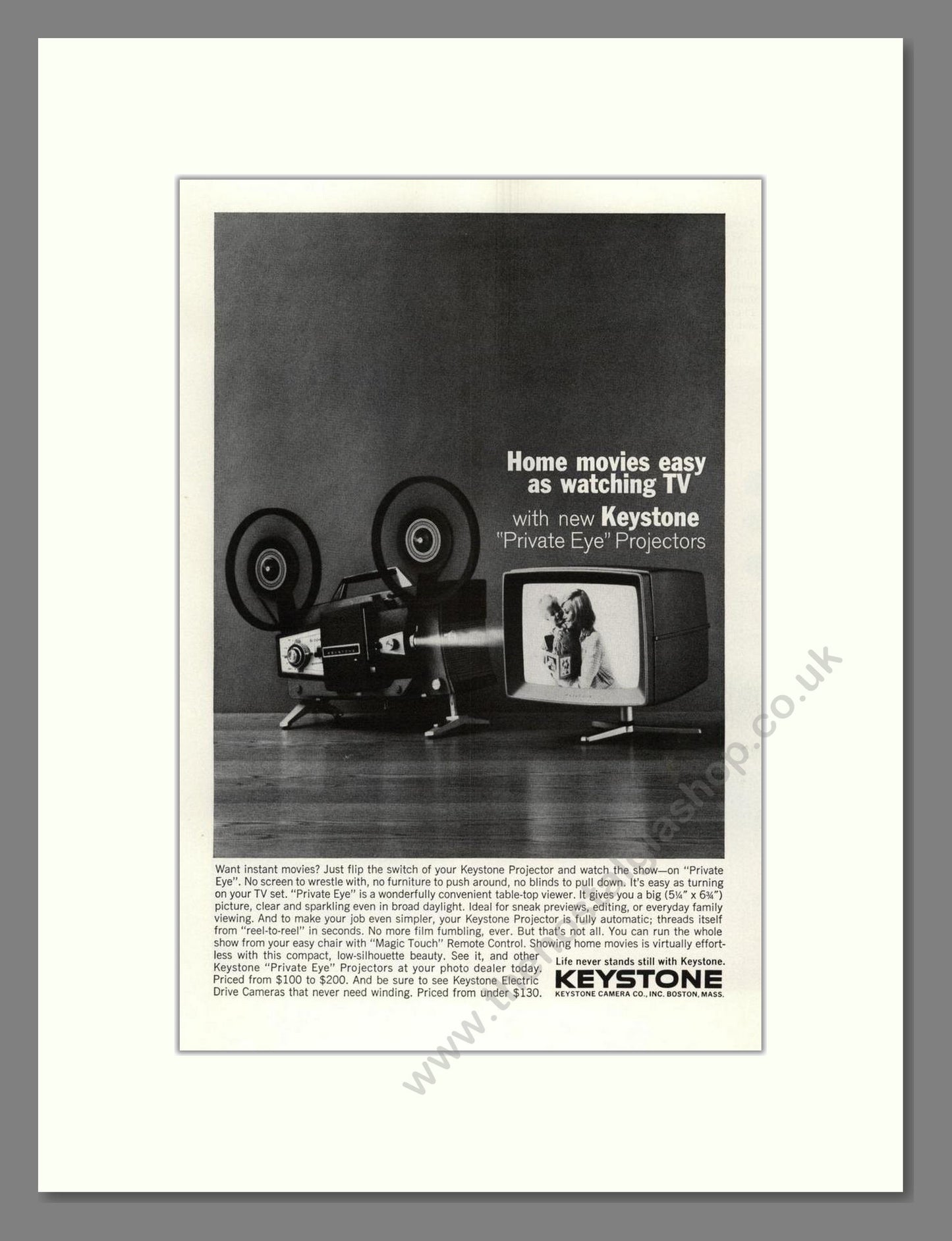 Keystone - Private Eye Projector. Vintage Advert 1963 (ref AD68270)
