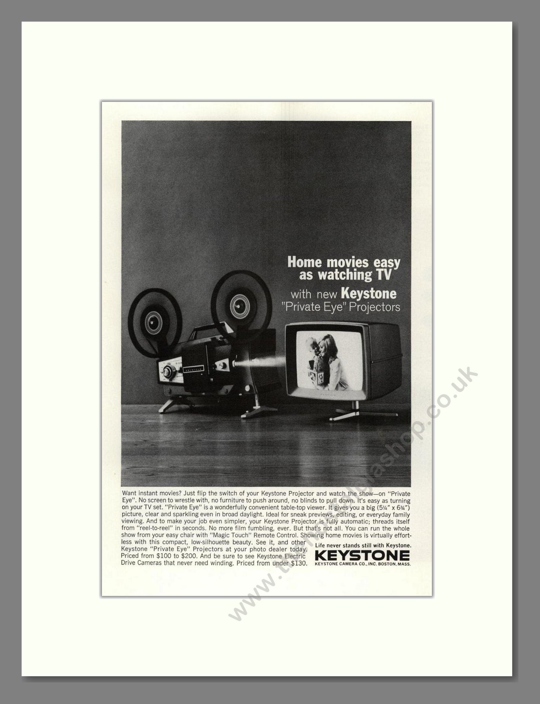Keystone - Private Eye Projector. Vintage Advert 1963 (ref AD68270)