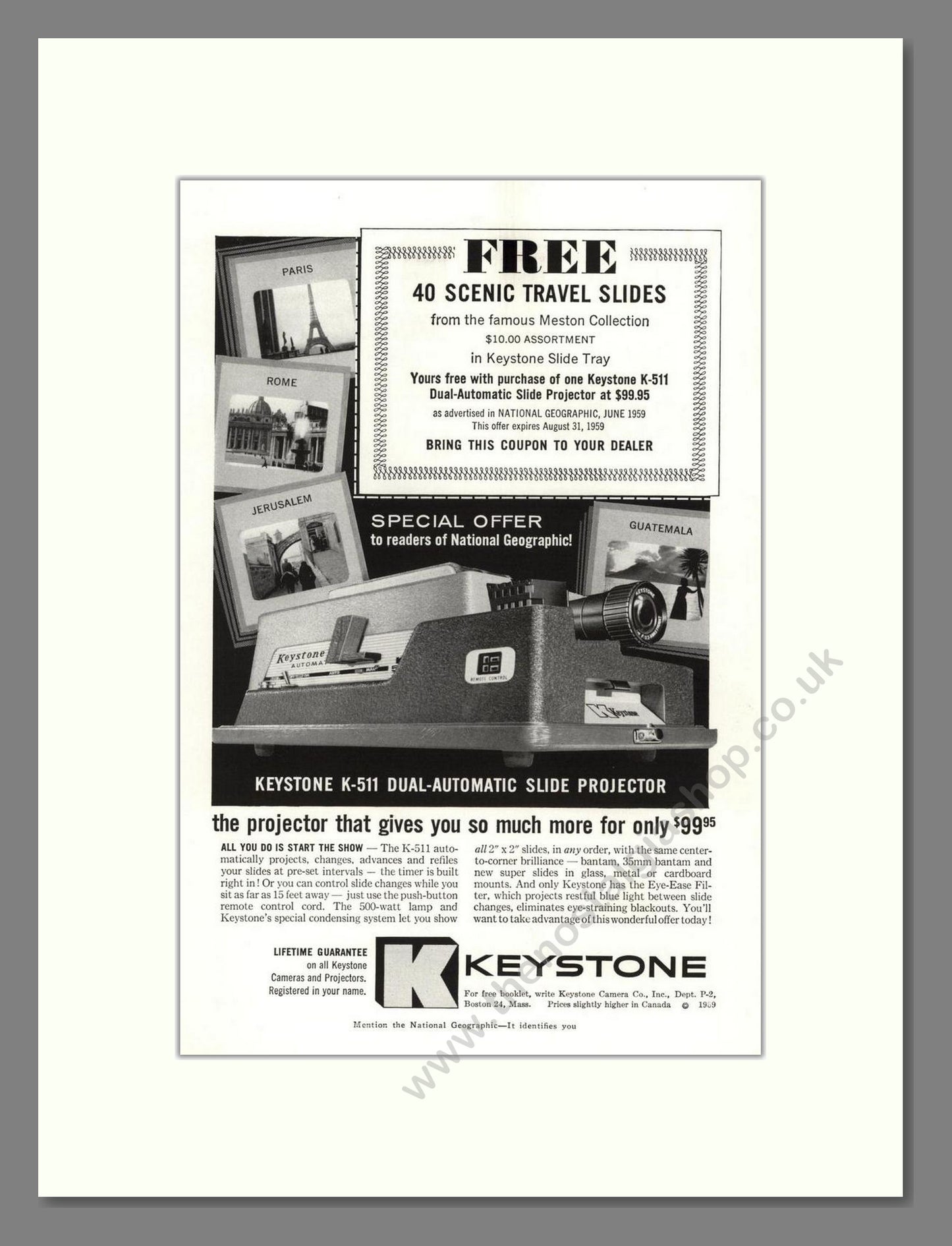 Keystone - K-511 Projector. Vintage Advert 1959 (ref AD68271)