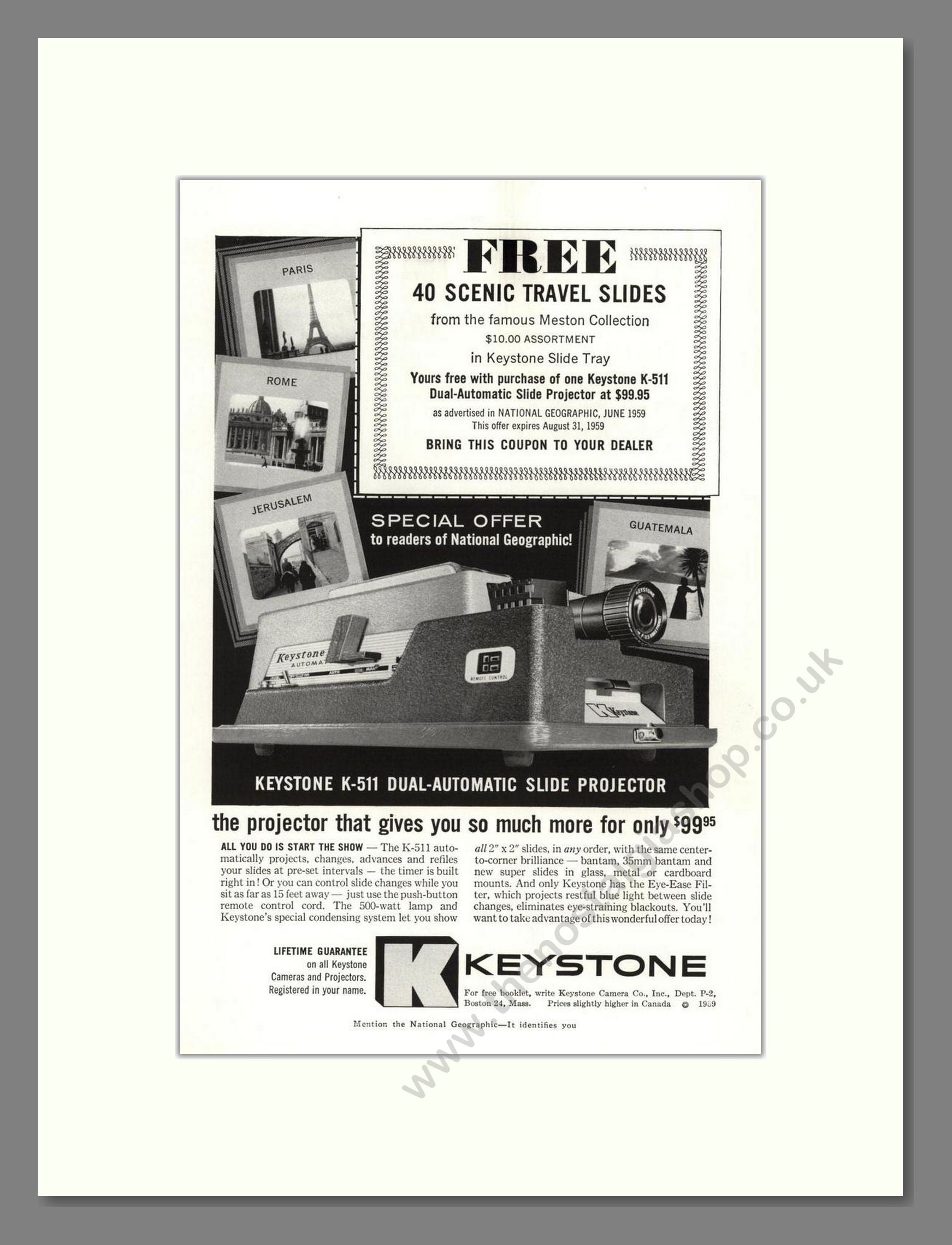 Keystone - K-511 Projector. Vintage Advert 1959 (ref AD68271)