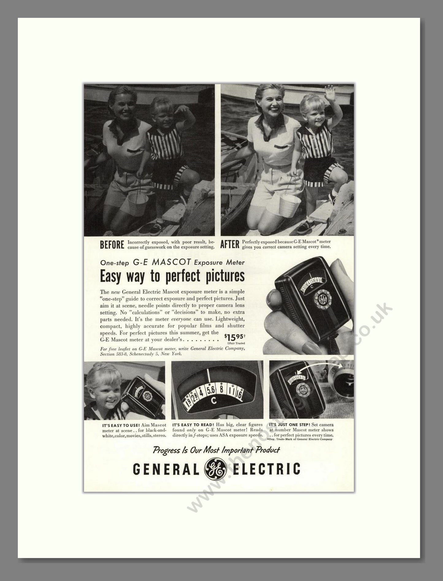 General Electric - Mascot Exposure Meter. Vintage Advert 1955 (ref AD68274)