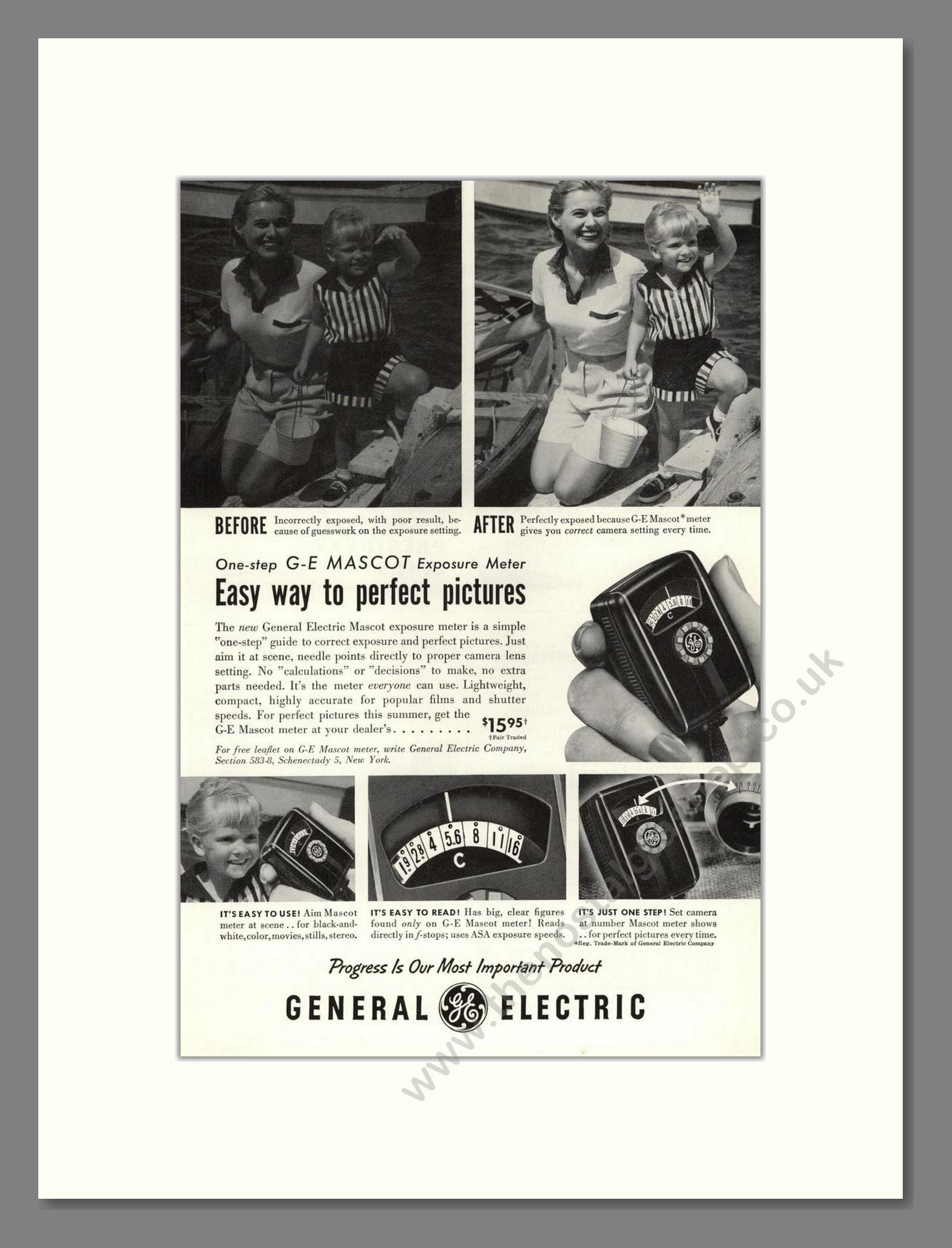 General Electric - Mascot Exposure Meter. Vintage Advert 1955 (ref AD68274)