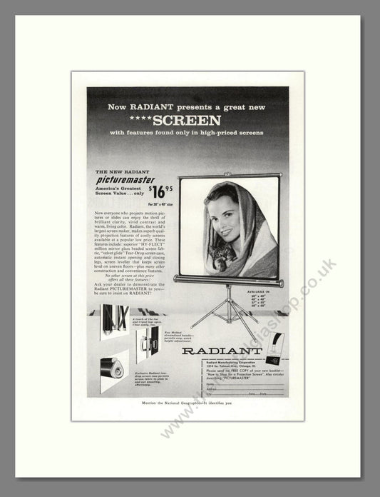 Radiant - Picturemaster Screen. Vintage Advert 1956 (ref AD68278)