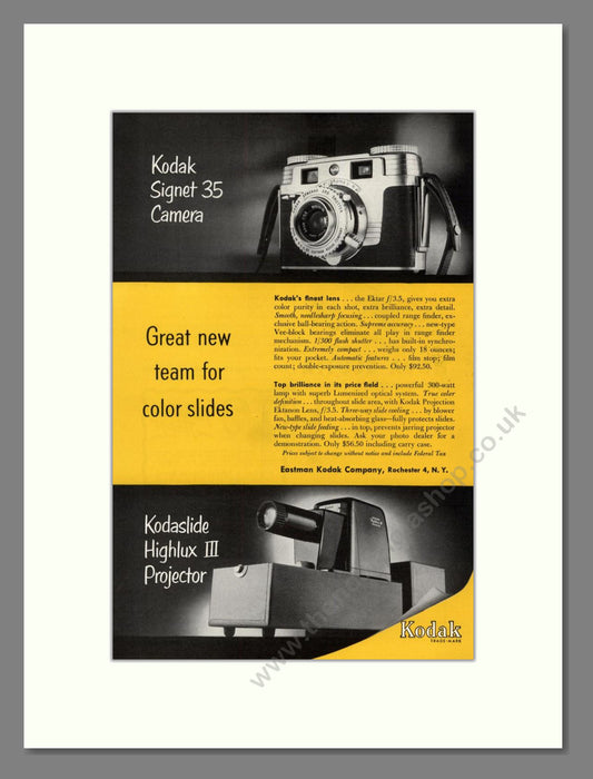 Kodak - Signet 35 / Highlux III. Vintage Advert 1953 (ref AD68287)