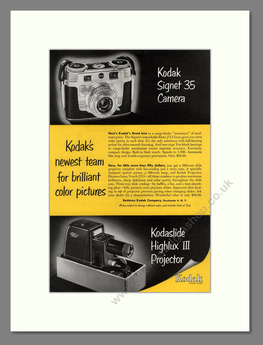 Kodak - Signet 35 / Highlux III. Vintage Advert 1953 (ref AD68288)