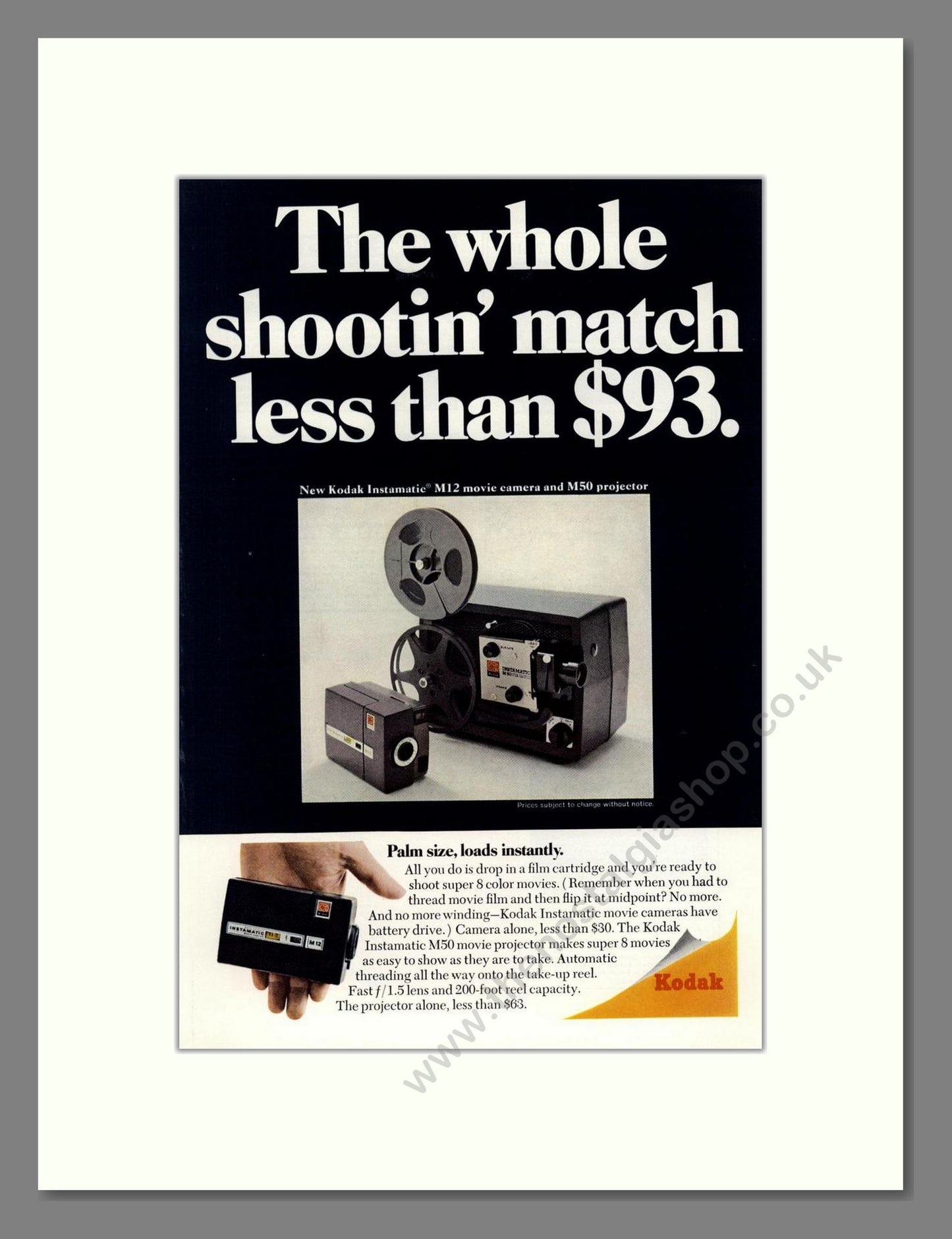 Kodak - Instamatic M12 Movie Camera And M50 Projector. Vintage Advert 1967 (ref AD68303)
