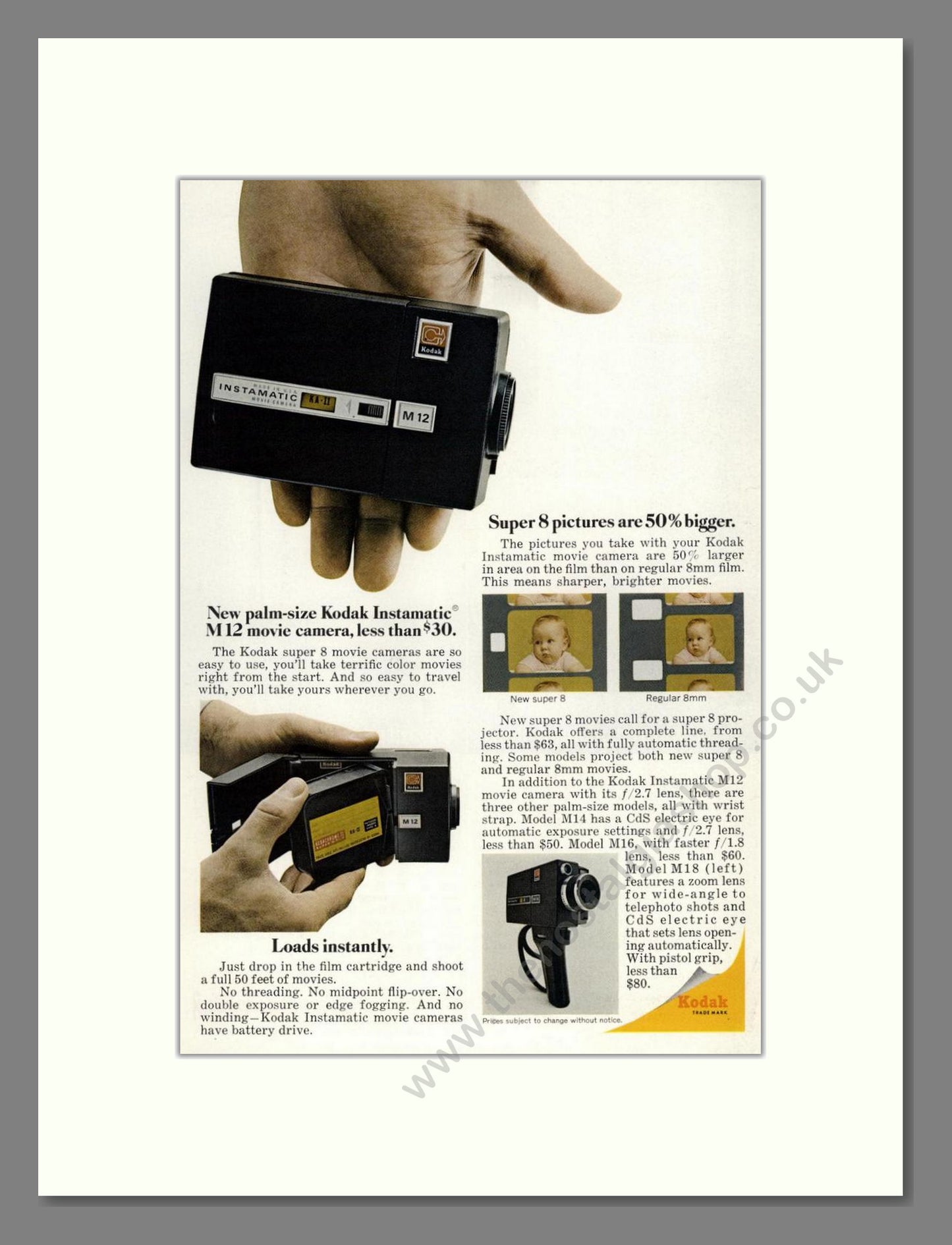 Kodak - Instamatic M12 Movie Camera. Vintage Advert 1967 (ref AD68306)