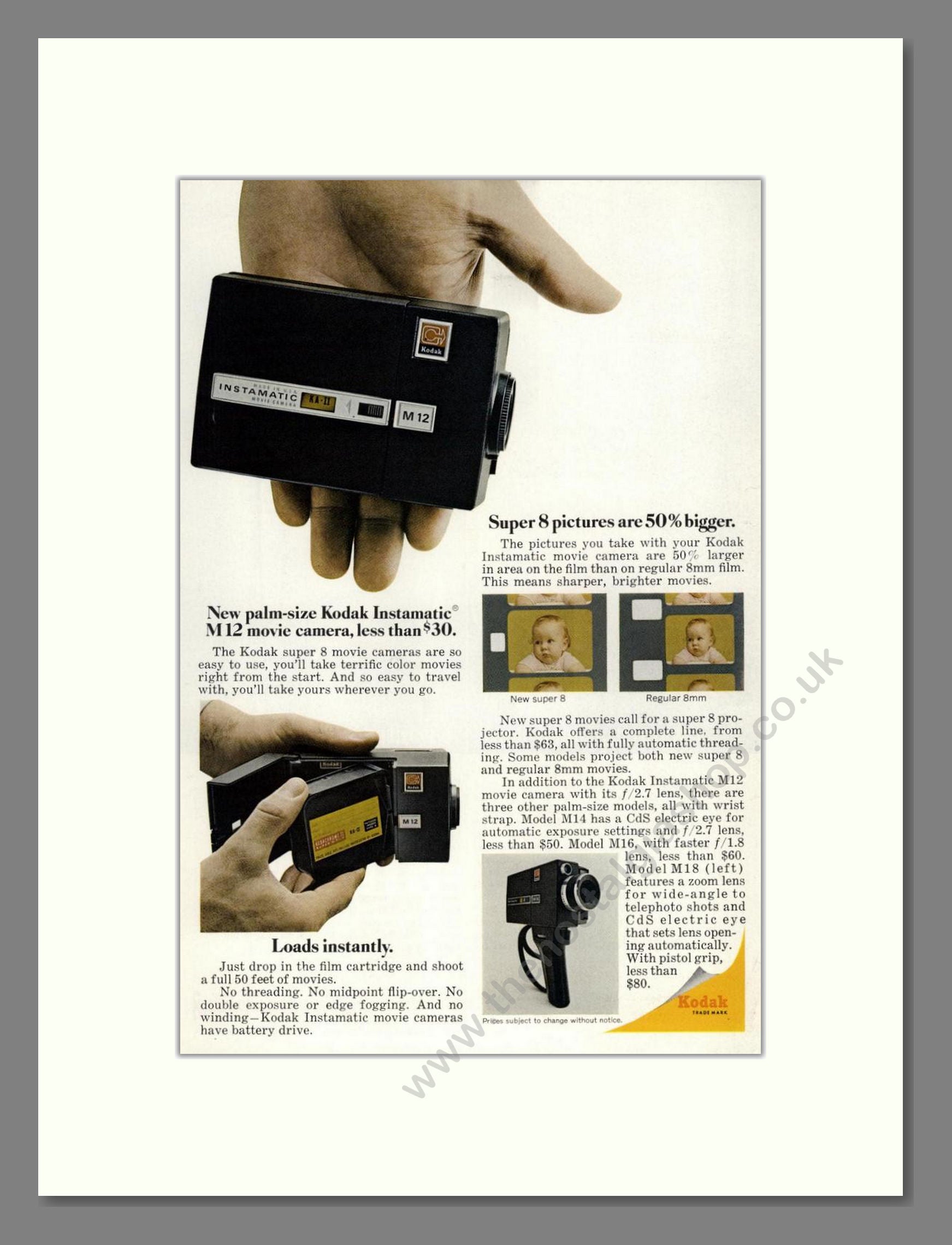 Kodak - Instamatic M12 Movie Camera. Vintage Advert 1967 (ref AD68306)
