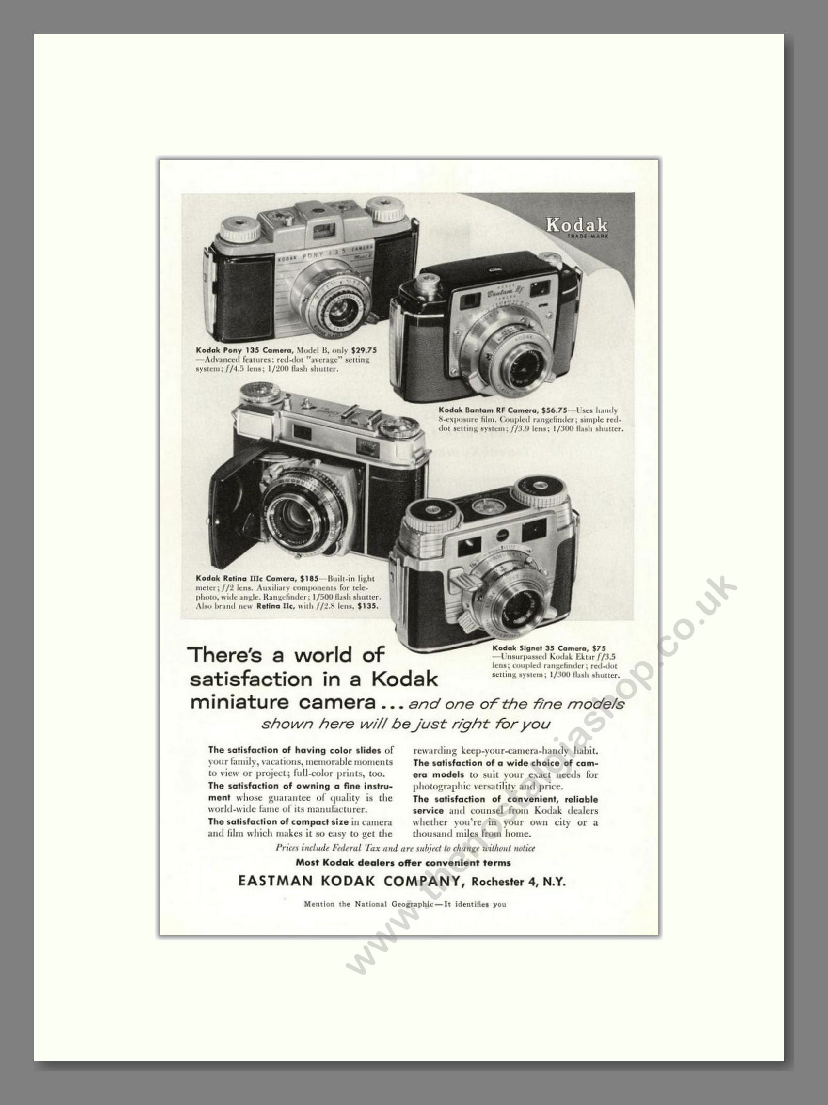 Kodak - Miniature Cameras. Vintage Advert 1955 (ref AD68326)