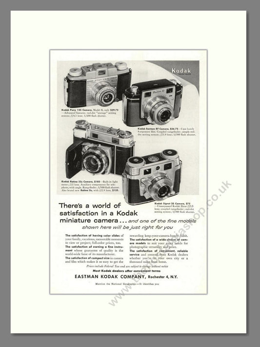 Kodak - Miniature Cameras. Vintage Advert 1955 (ref AD68326)