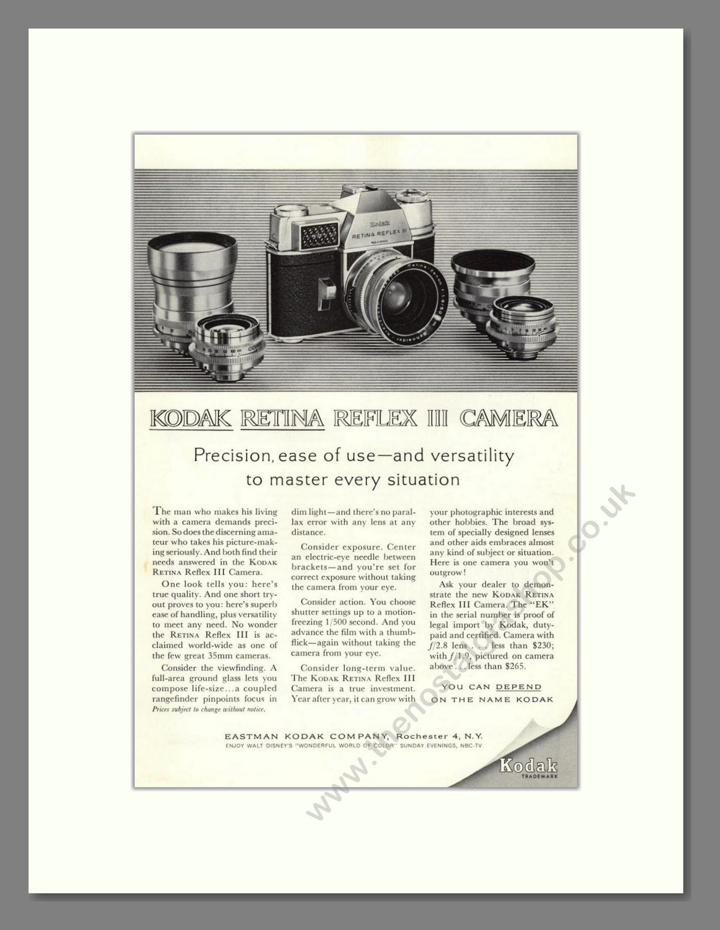 Kodak - Retina Reflex. Vintage Advert 1962 (ref AD68331)