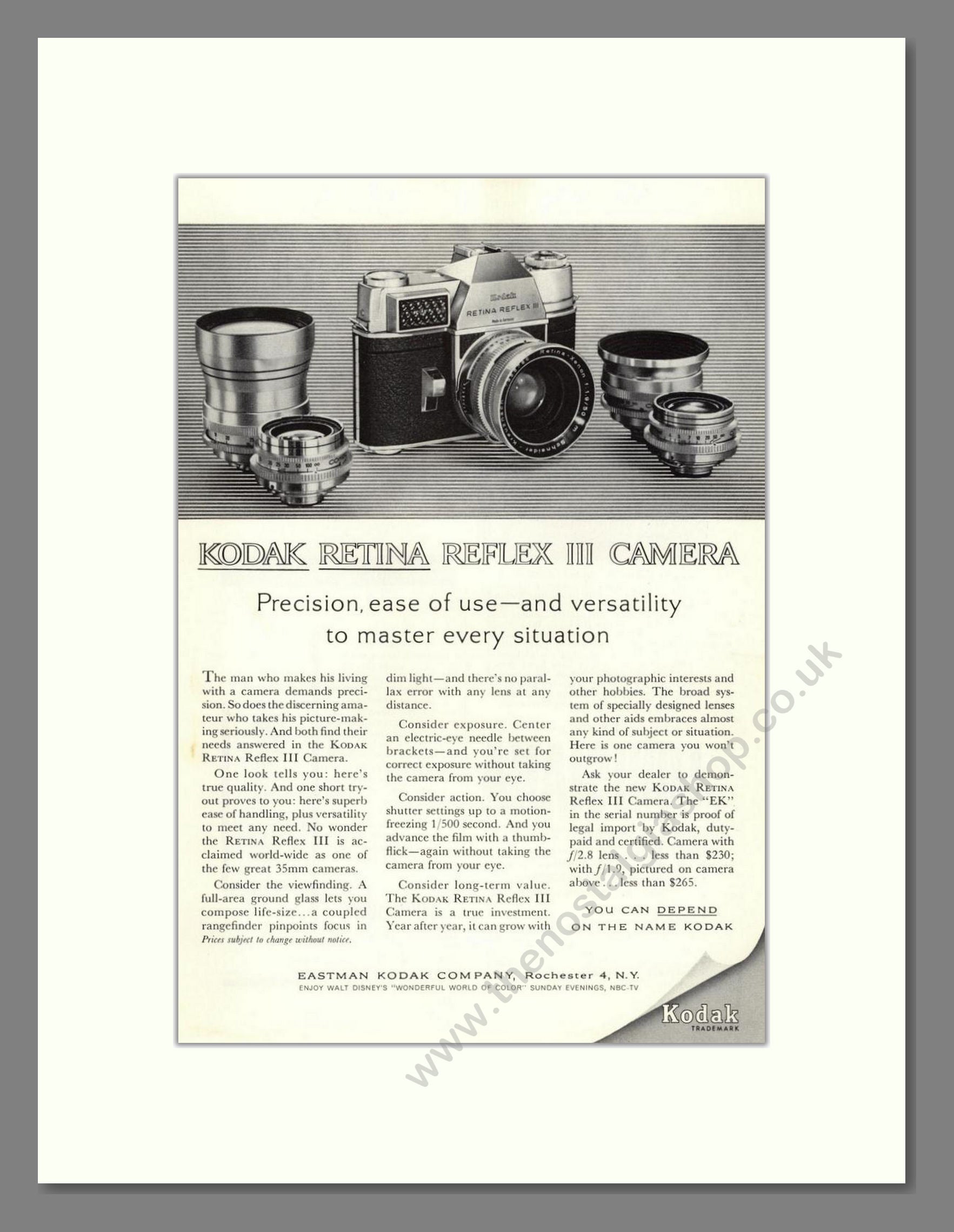 Kodak - Retina Reflex. Vintage Advert 1962 (ref AD68331)