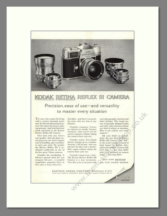 Kodak - Retina Reflex. Vintage Advert 1962 (ref AD68331)