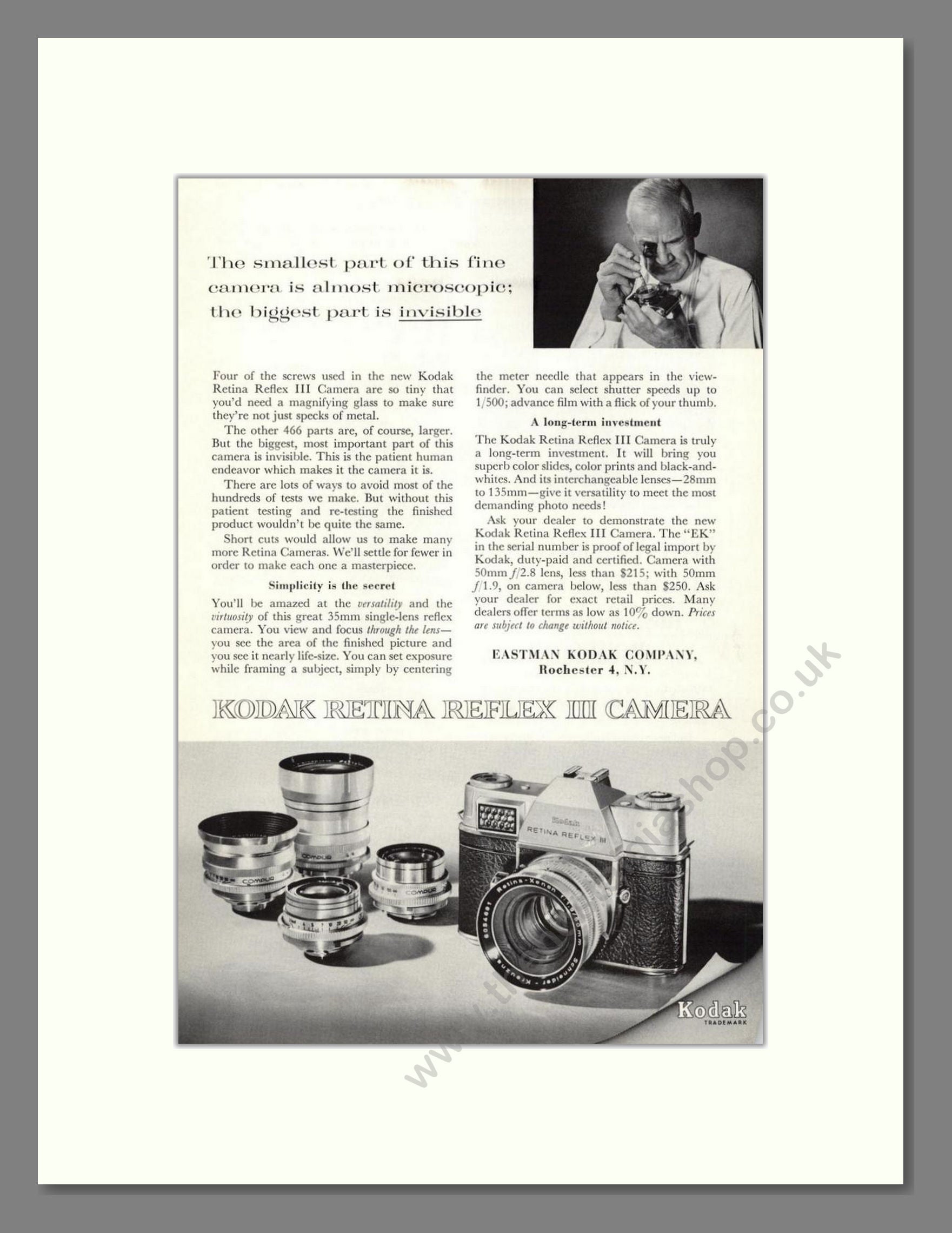 Kodak - Retina Reflex. Vintage Advert 1961 (ref AD68333)