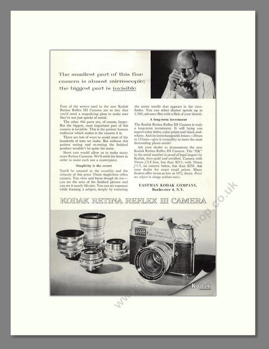 Kodak - Retina Reflex. Vintage Advert 1961 (ref AD68333)
