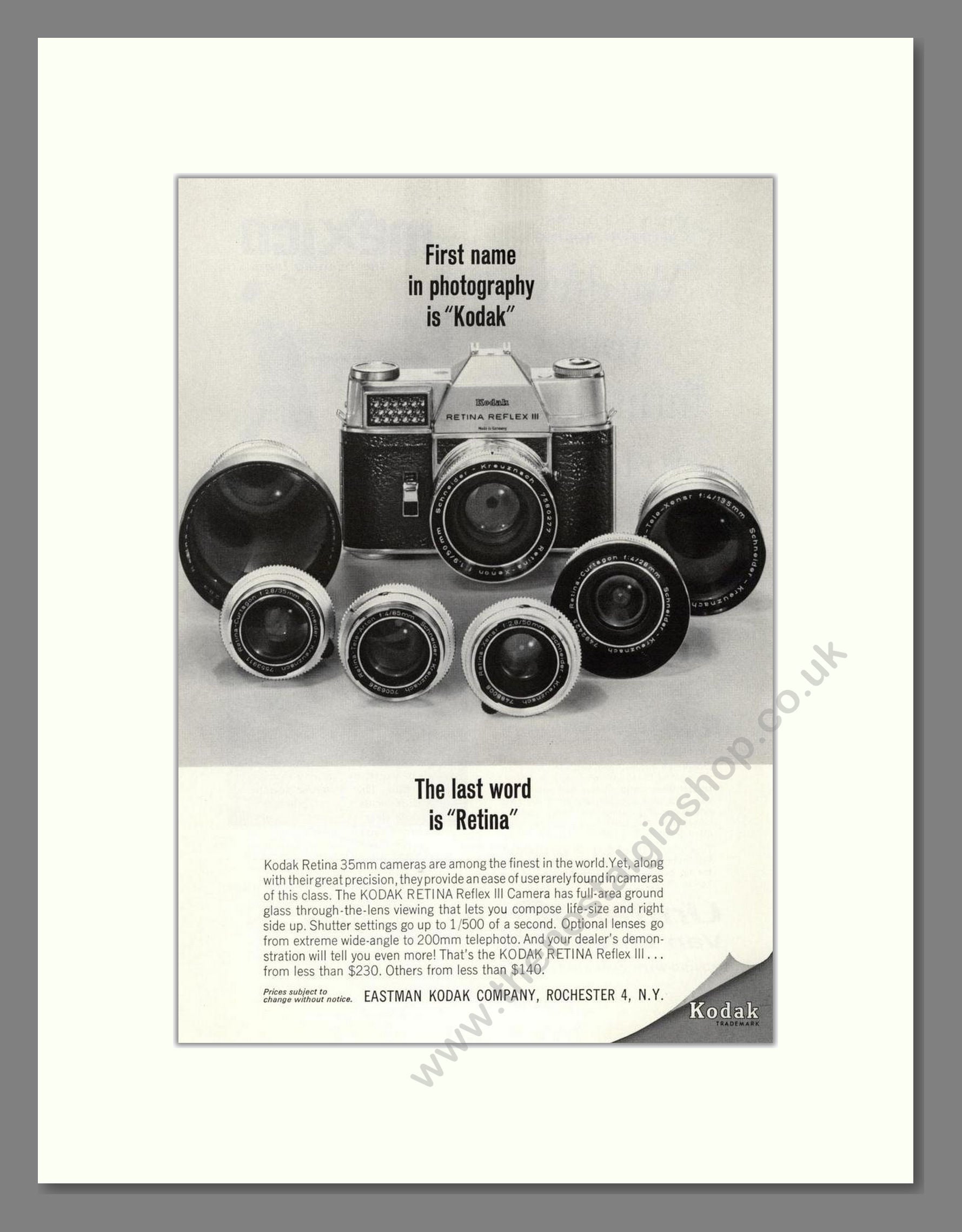 Kodak - Retina Reflex. Vintage Advert 1963 (ref AD68335)
