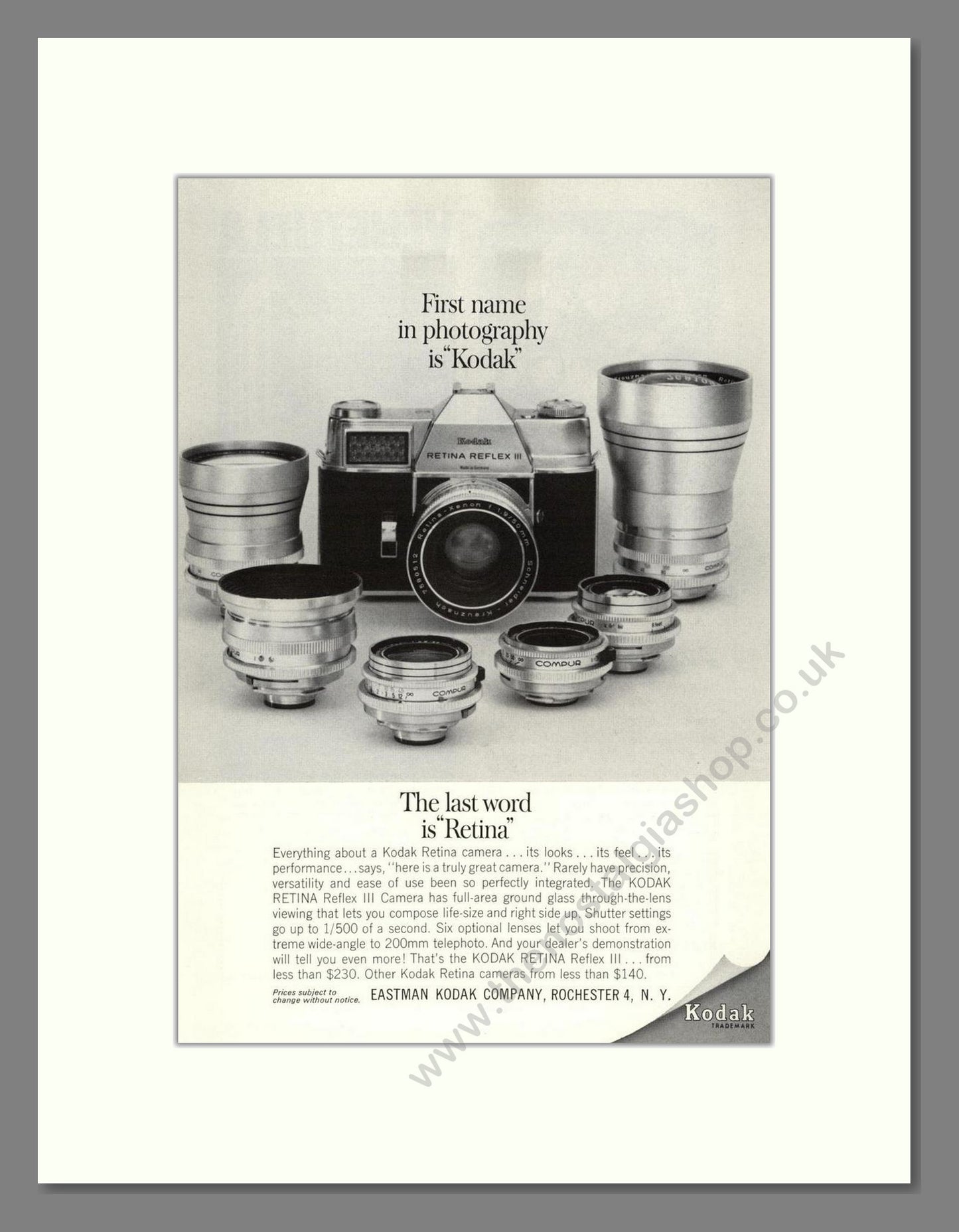 Kodak - Retina Reflex. Vintage Advert 1963 (ref AD68336)