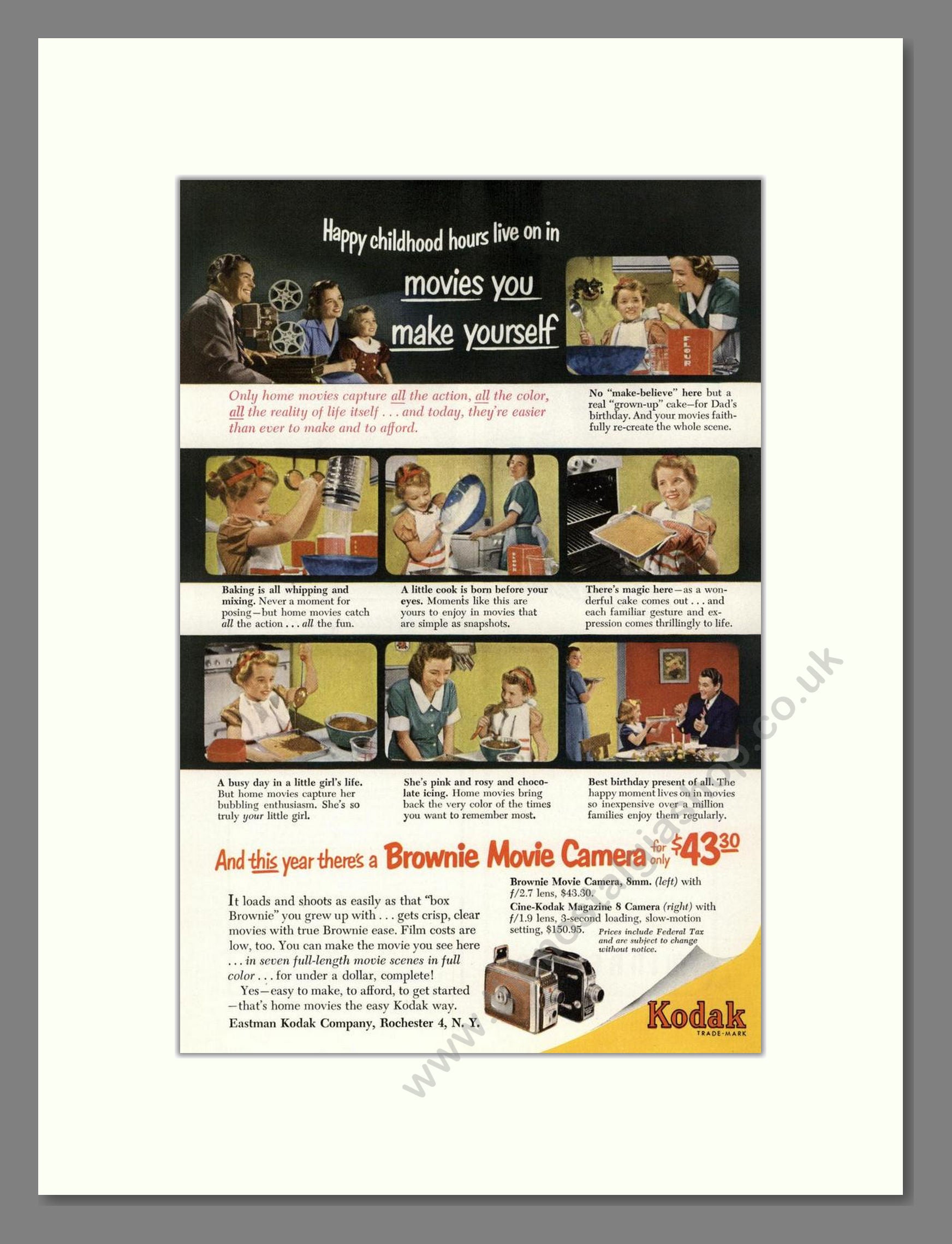 Kodak - Brownie Movie Camera. Vintage Advert 1952 (ref AD68383)