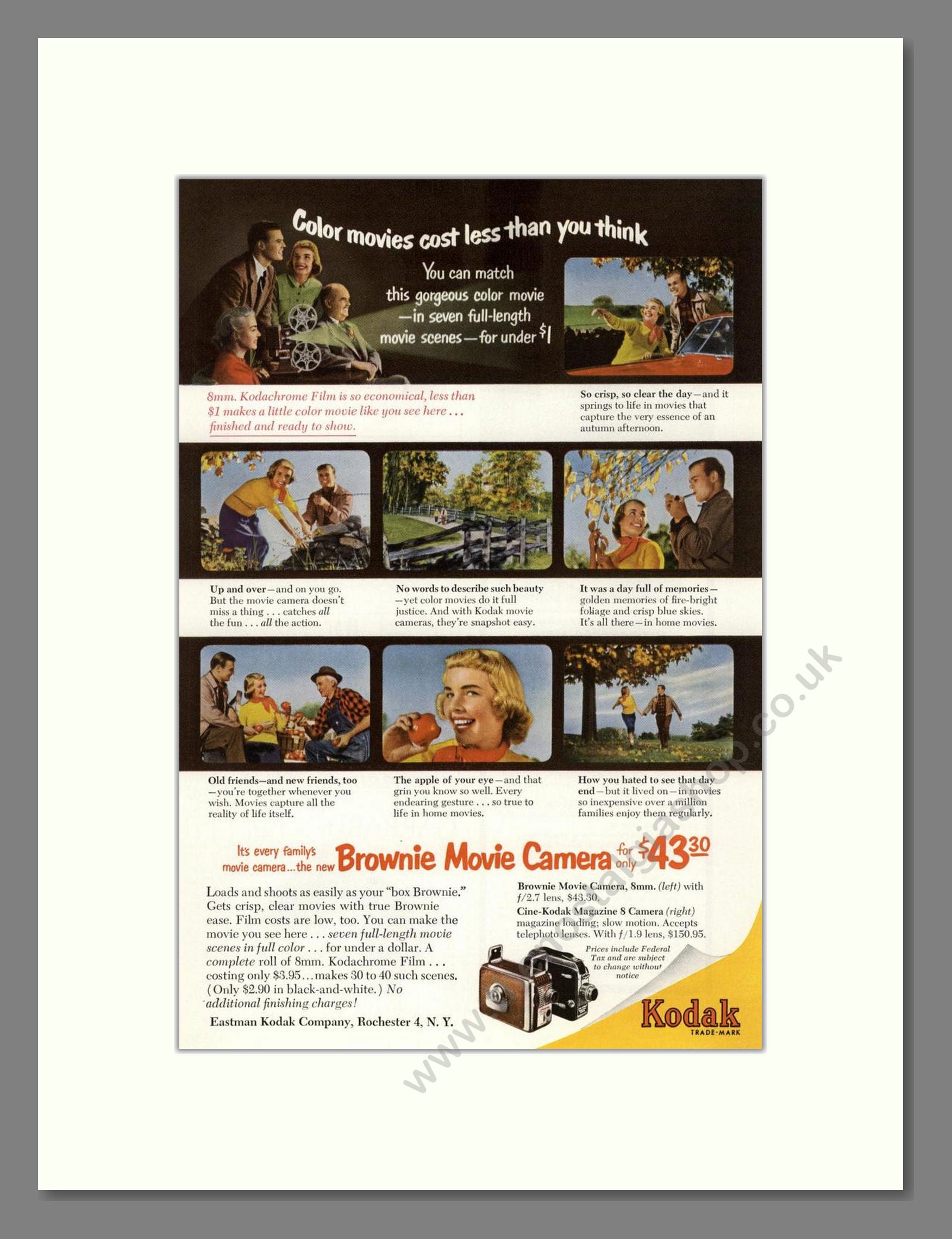 Kodak - Brownie Movie Camera. Vintage Advert 1952 (ref AD68384)