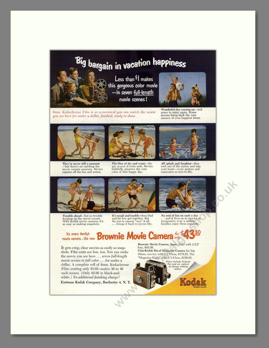 Kodak - Brownie Movie Camera. Vintage Advert 1952 (ref AD68385)